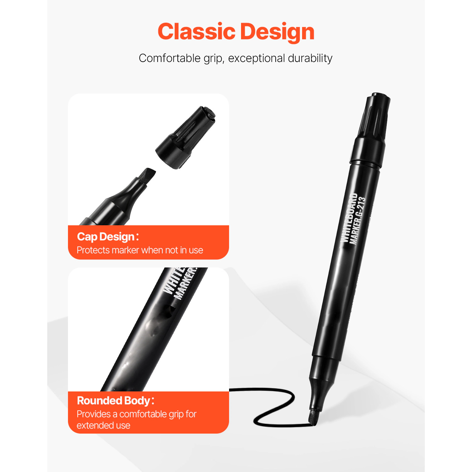 HONGGE Black Dry Erase Markers, 36 Pack Low-Odor Whiteboard Markers
