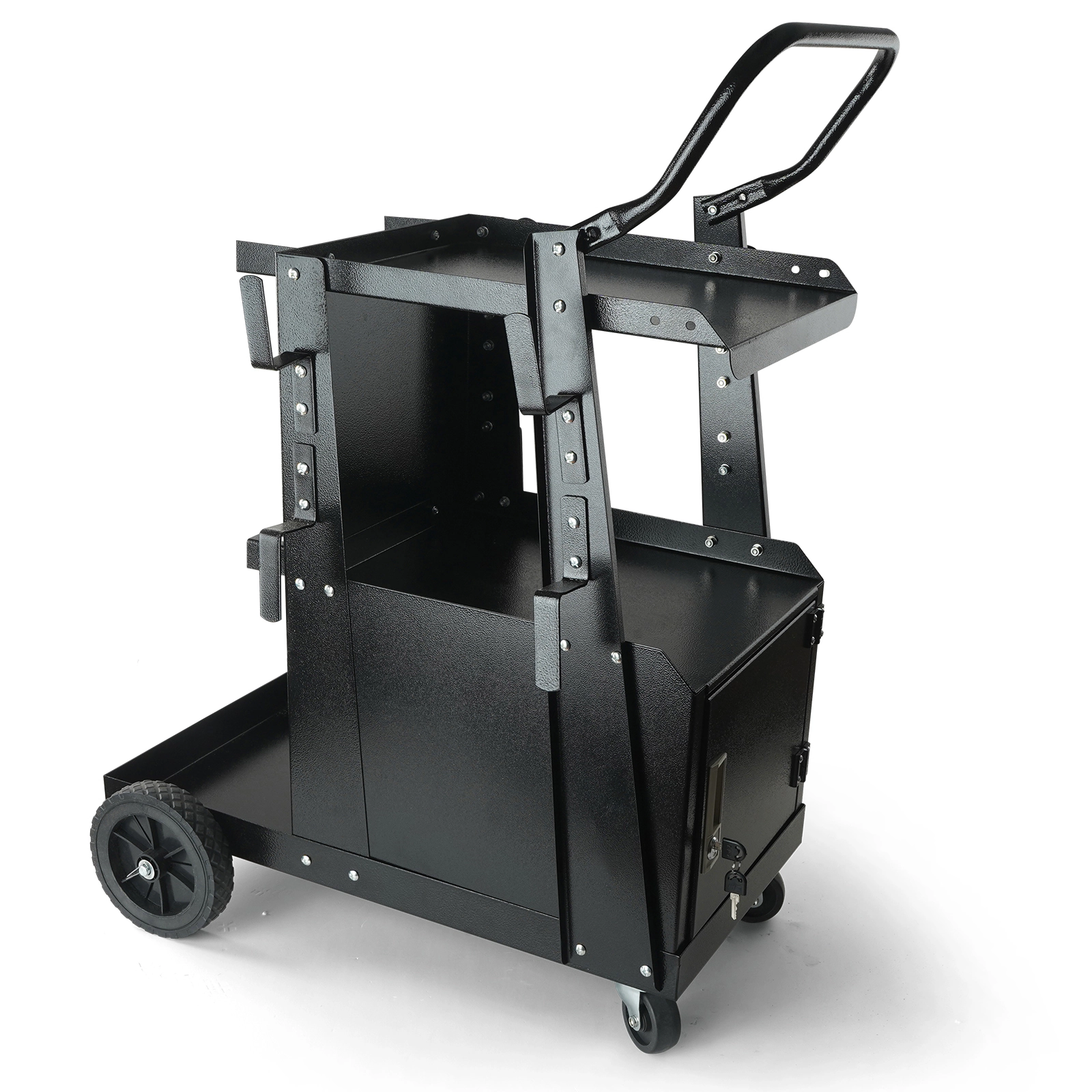 HONGGE 2-Tier Welding Cart with Lockable Cabinet, 265 lbs Capacity, Gas Cylinder Storage for MIG TIG Welders