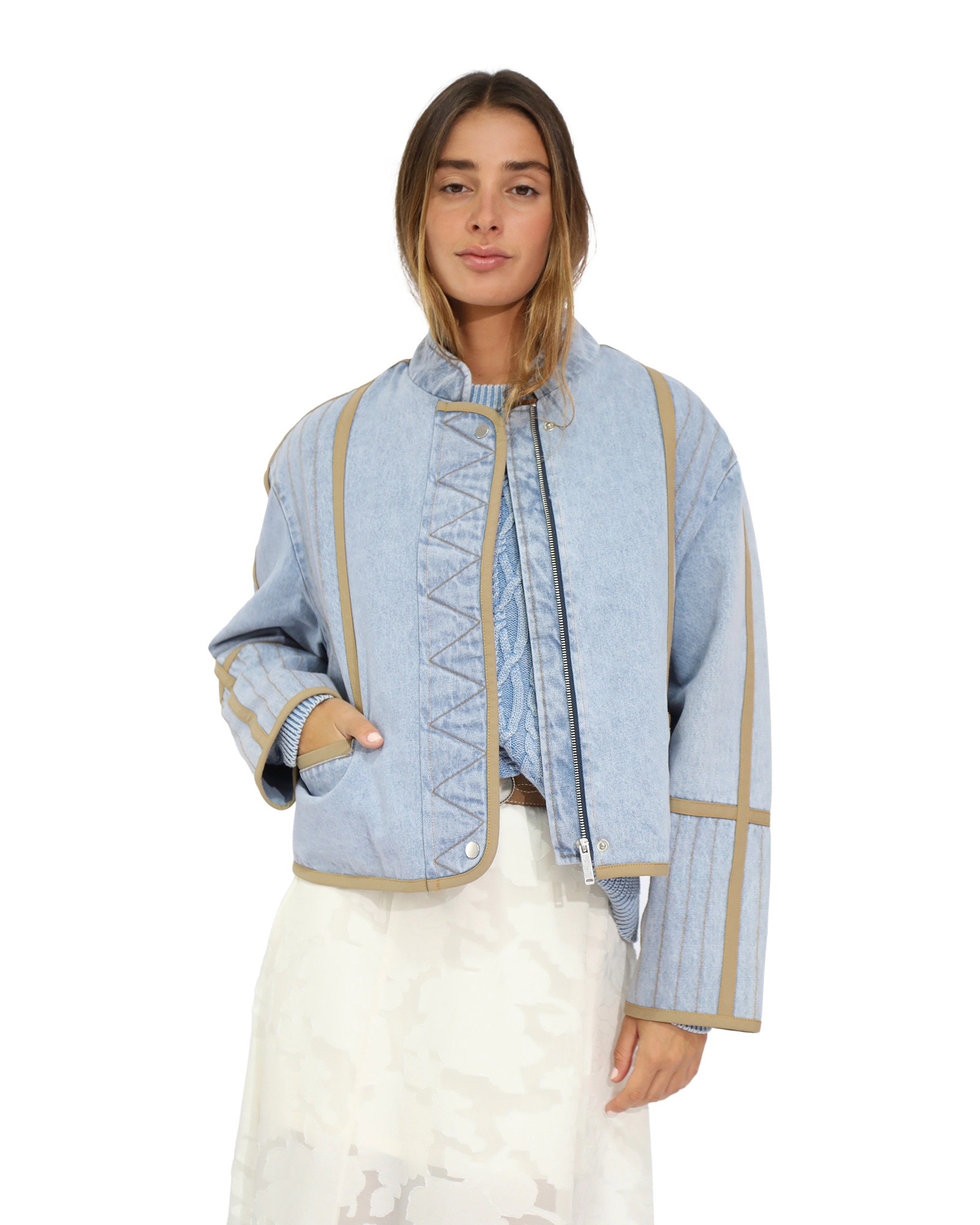 Belle & Bloom Free And Forward Quilted Denim Jacket
