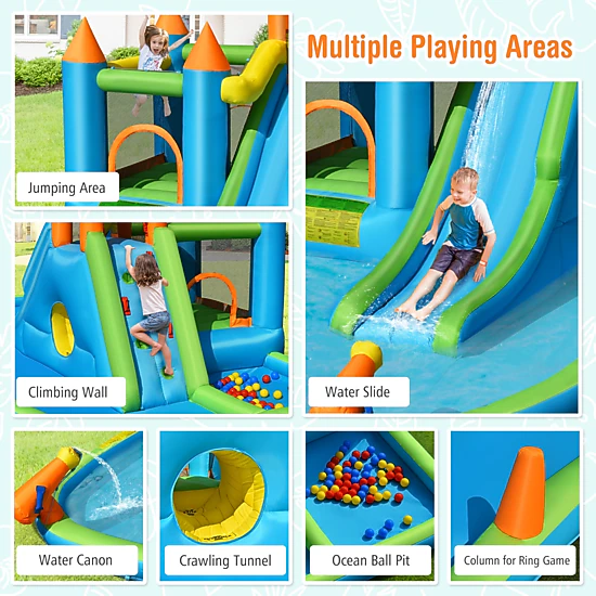 SUGIFT Kids Multicolor Water Slide Bounce House with Splash Pool and Climbing Wall 19.5-ft W 300-lb Total Capacity