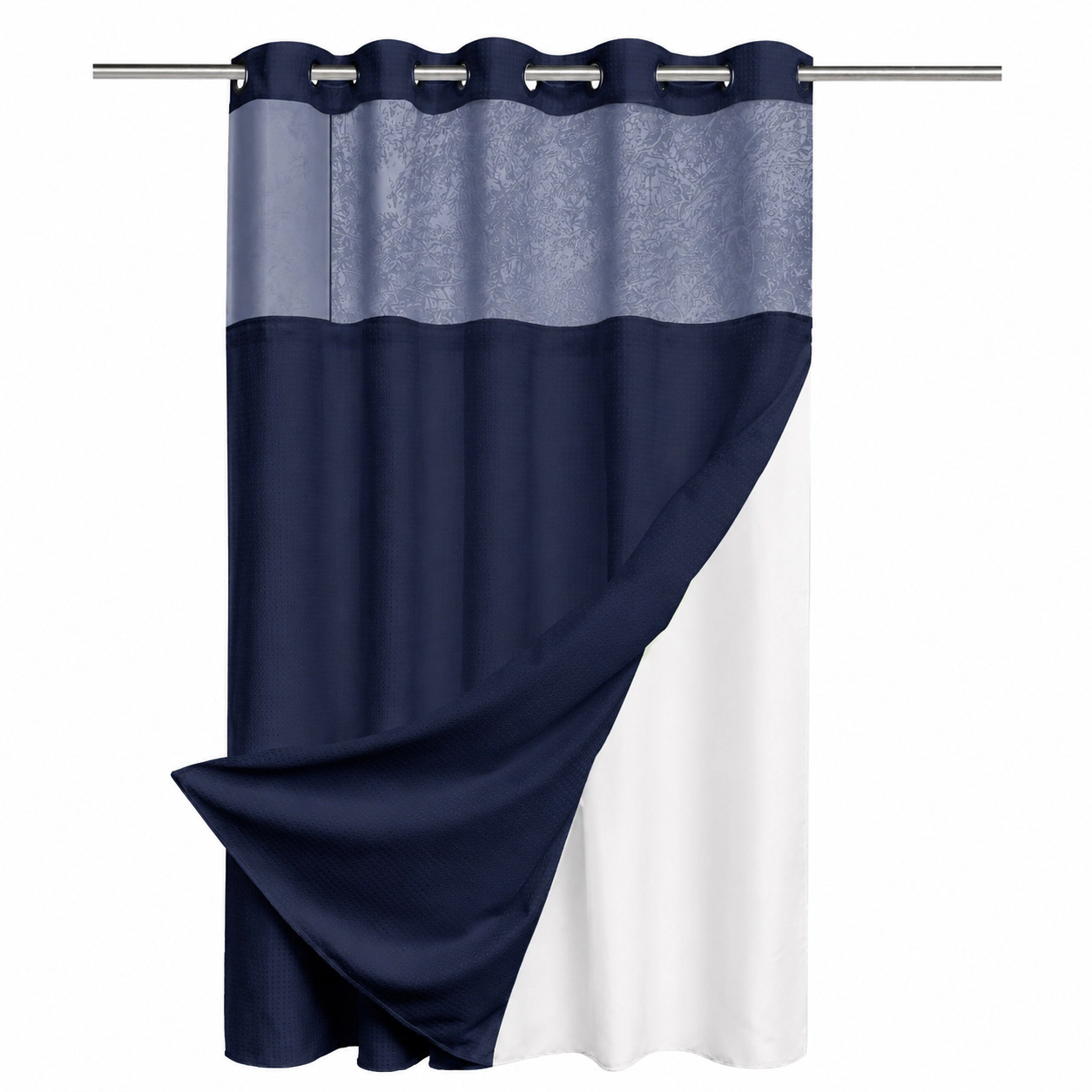 WZK Waffle Weave Snap In Liner No Hooks Required Waterproof Washable Heavy Duty Shower Curtain