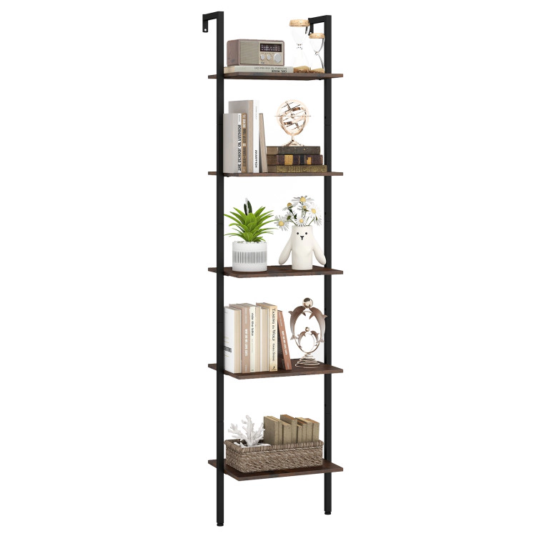 Hivvago 5 Tier Wall Mount Ladder Shelf with Anti-Tipping Kits for Home Office