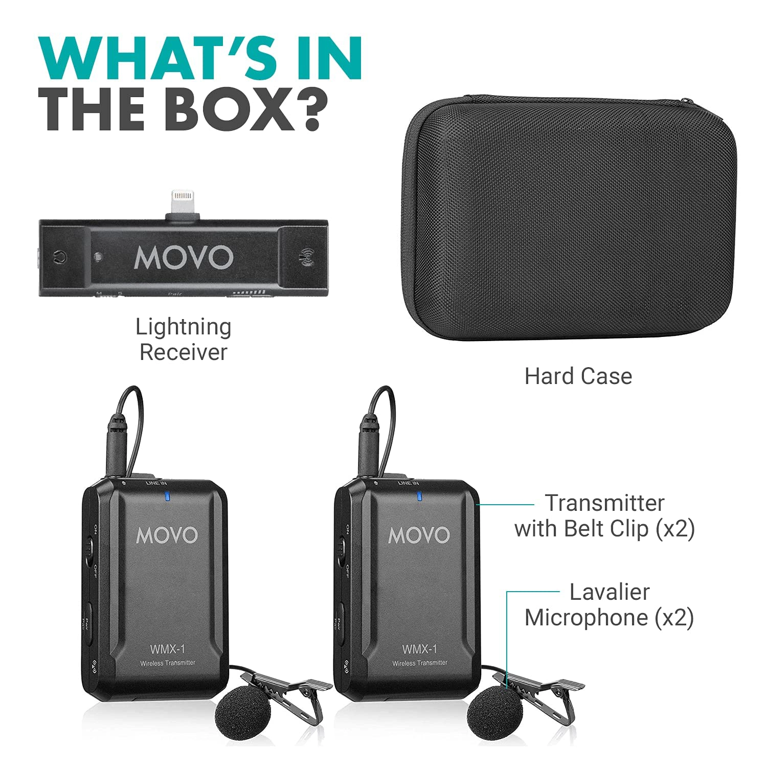 Movo EDGE-DI-DUO Dual Wireless Lavalier Microphone System for iPhone iPad (Lightning)