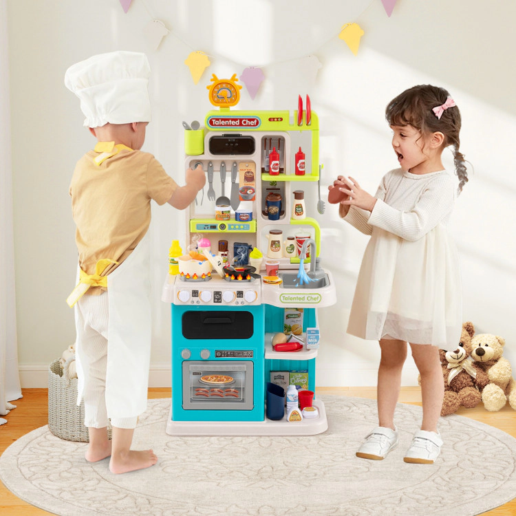 Hivvago Kids Kitchen Playset Pretend Play Kitchen with Realistic Sounds and Lights