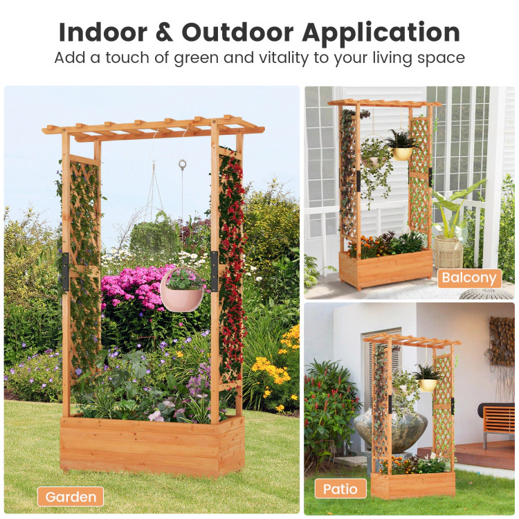 Hivvago Garden Bed With Built In Arch Trellis for Climbing Vegetables
