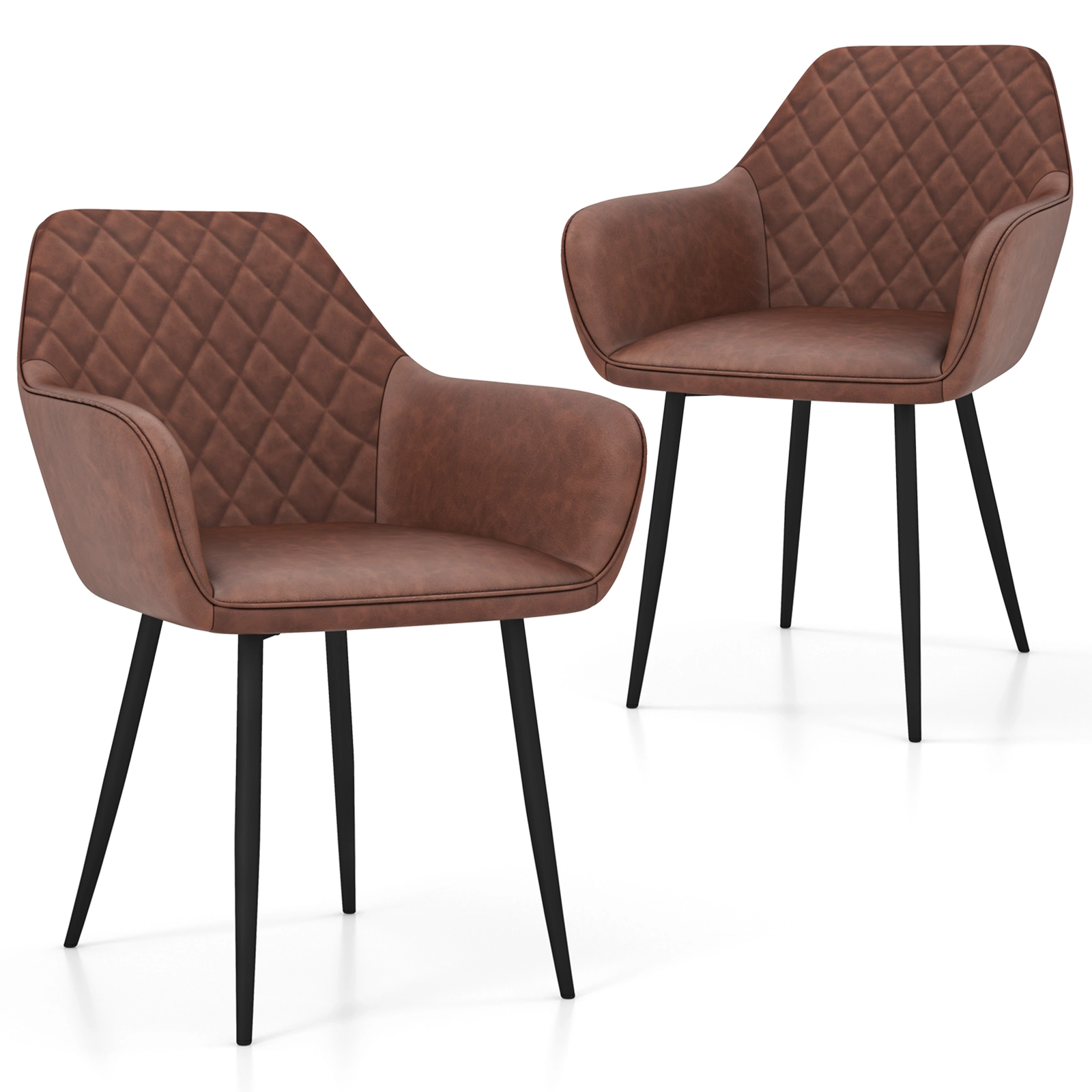 LJG Leisure Dining Chair Set of 2 with Curved Backrest and Wide Seat