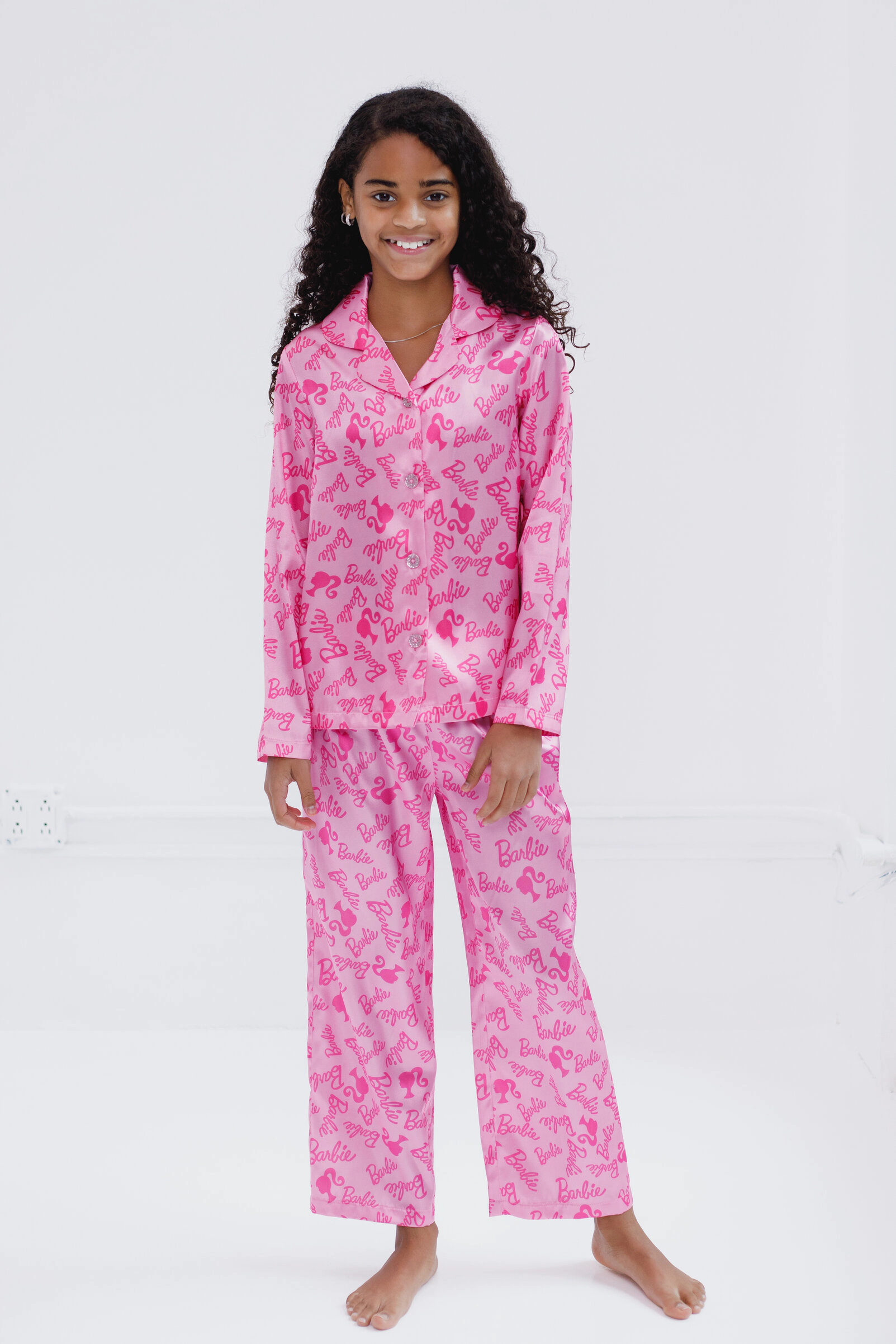 Barbie Girls' 2-Piece Pajama Shirt and Pants Set