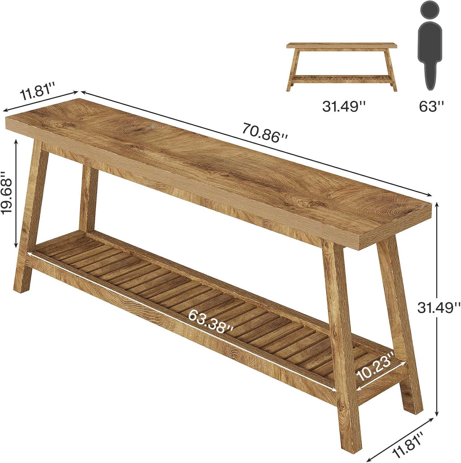 Tribesigns Farmhouse Console Table, 70.9" Entryway Table 2-Tier Sofa