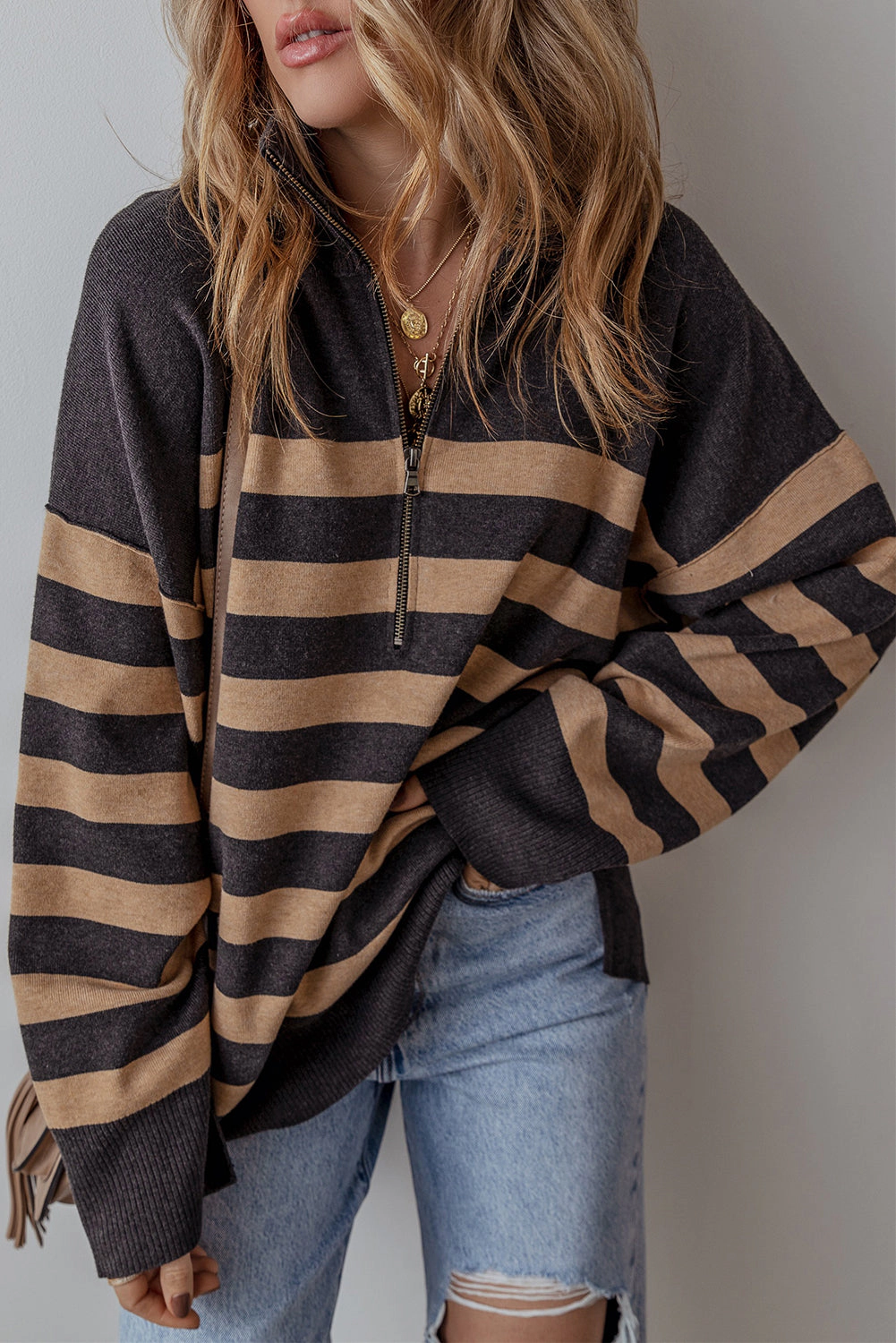 Threaded Pear Women's Adeline Stripe Oversized Sweater