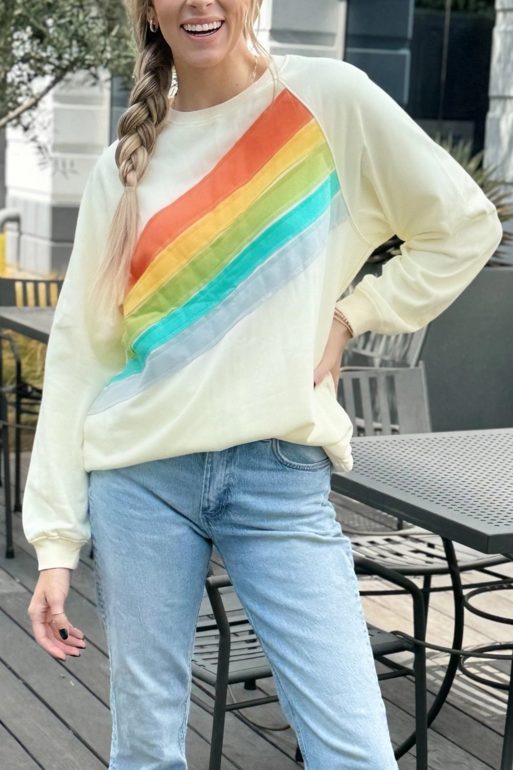 Threaded Pear Women's Penelope Striped Pullover Sweatshirt