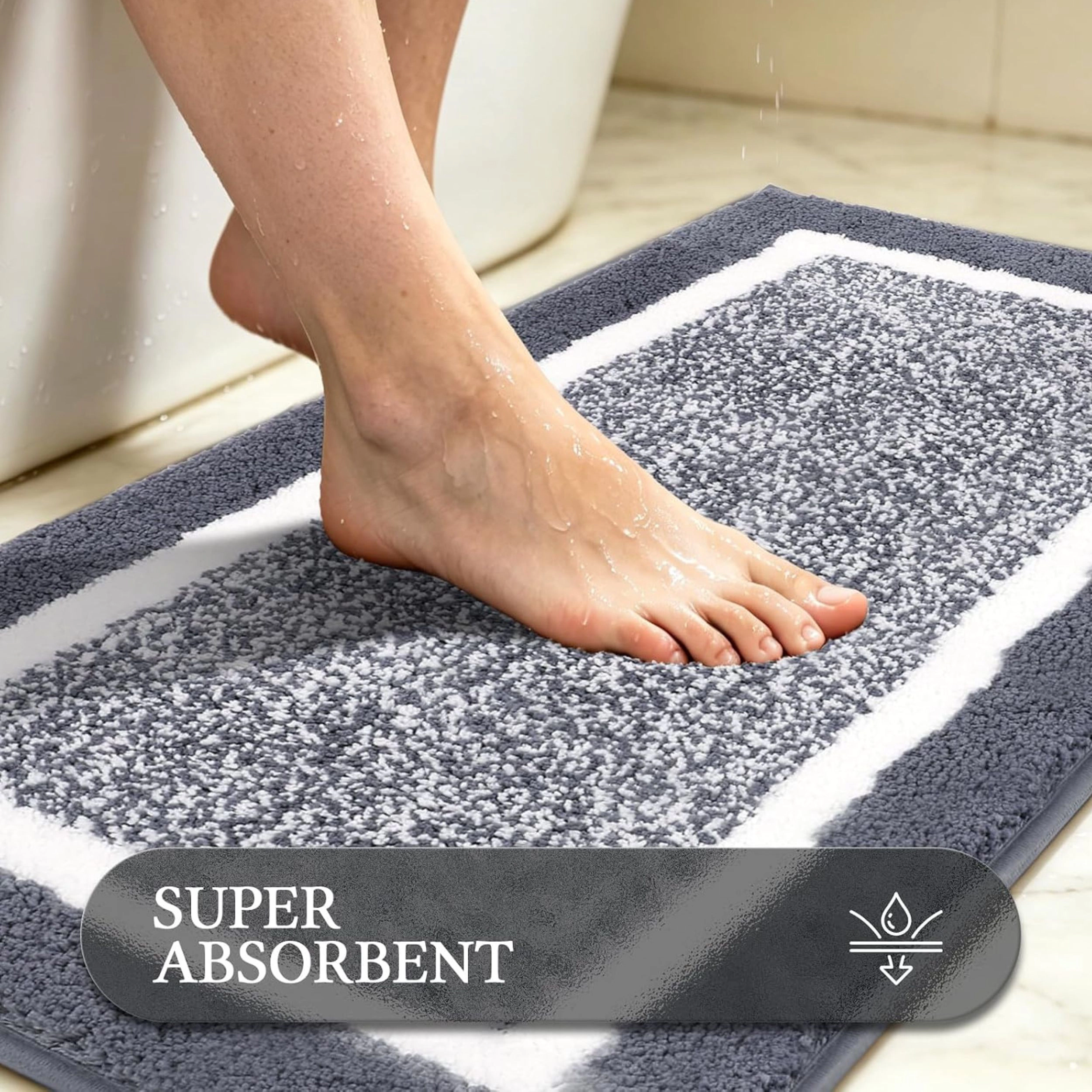 Stock Preferred Pack of 3 Plush Microfiber Non Slip Bathroom Rug Set