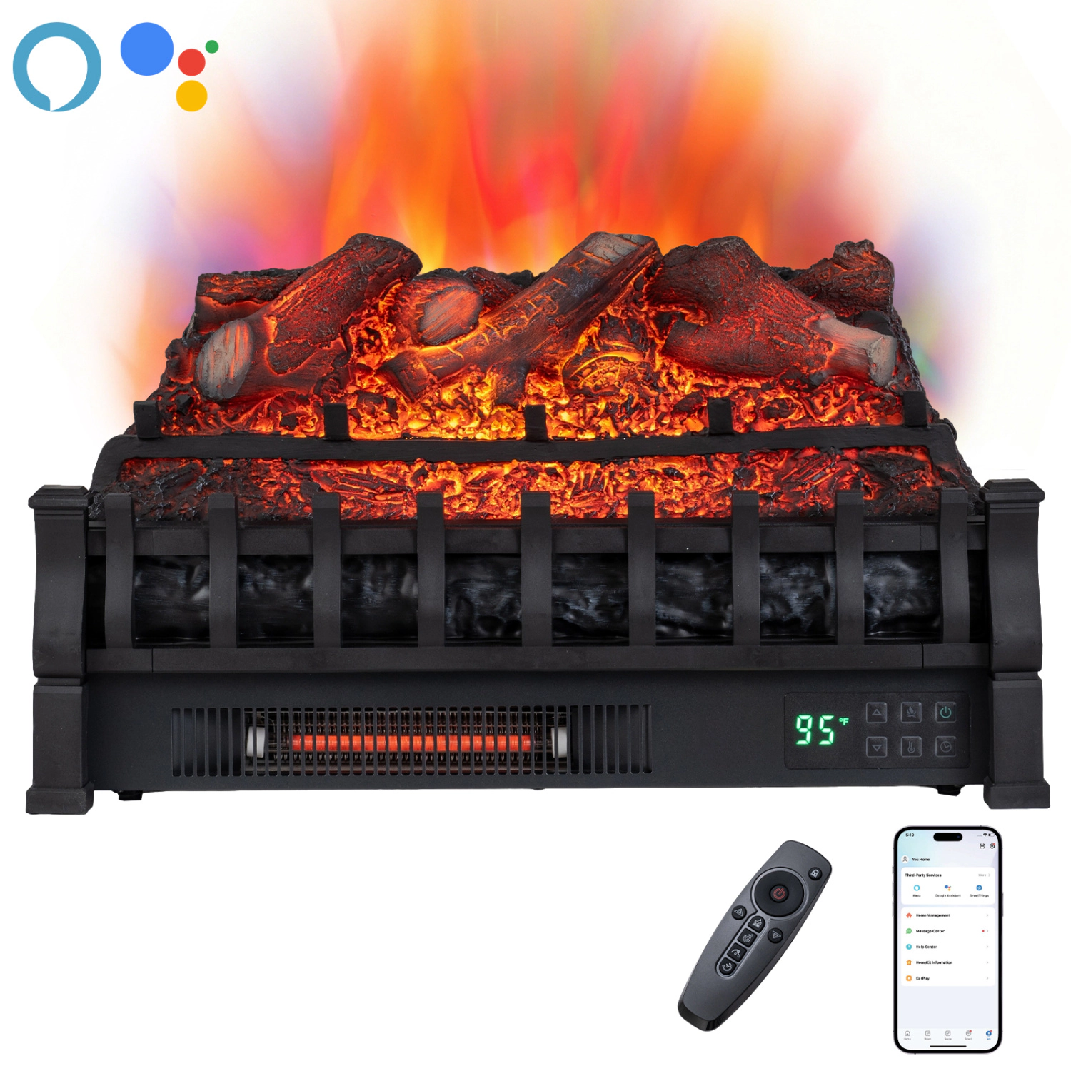 LJG 23" WiFi Fireplace Insert Lemonwood Set with App and Remote