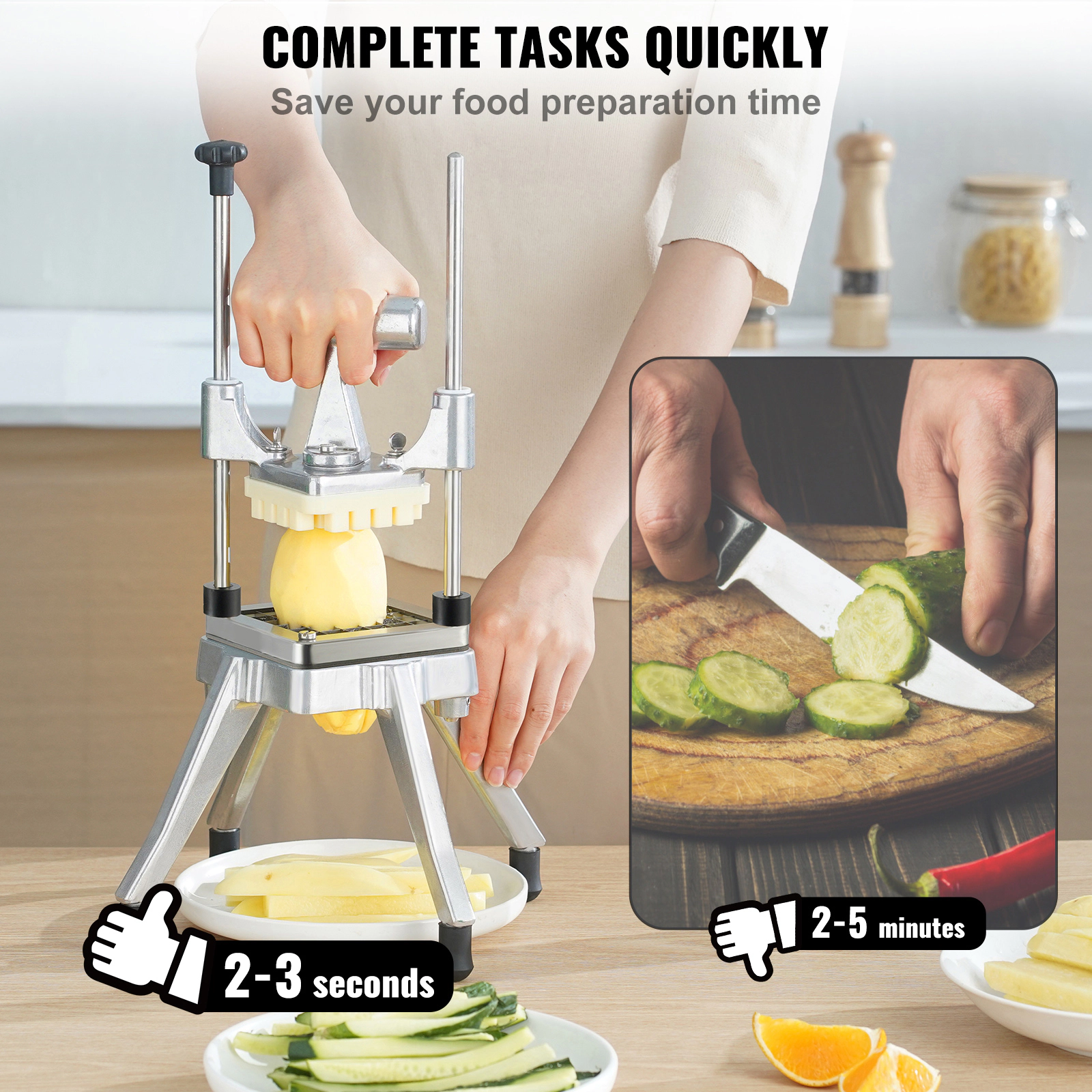 HONGGE Commercial Vegetable Fruit Chopper Blade Heavy Duty Professional Food Dicer French Fry Cutter Onion Slicer