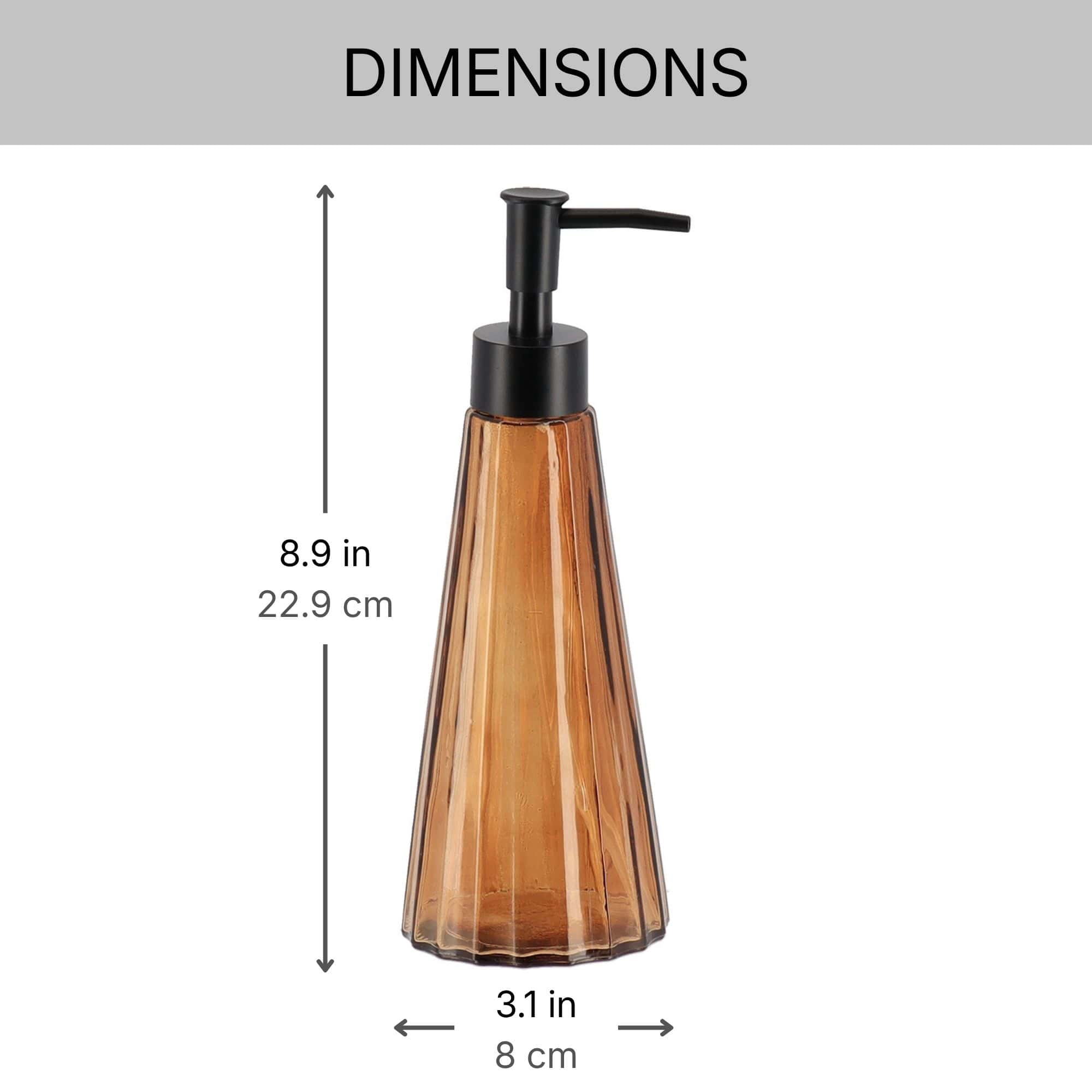 Evideco Faceted Glass Soap Dispenser with Matte Black Pump, 10 oz.