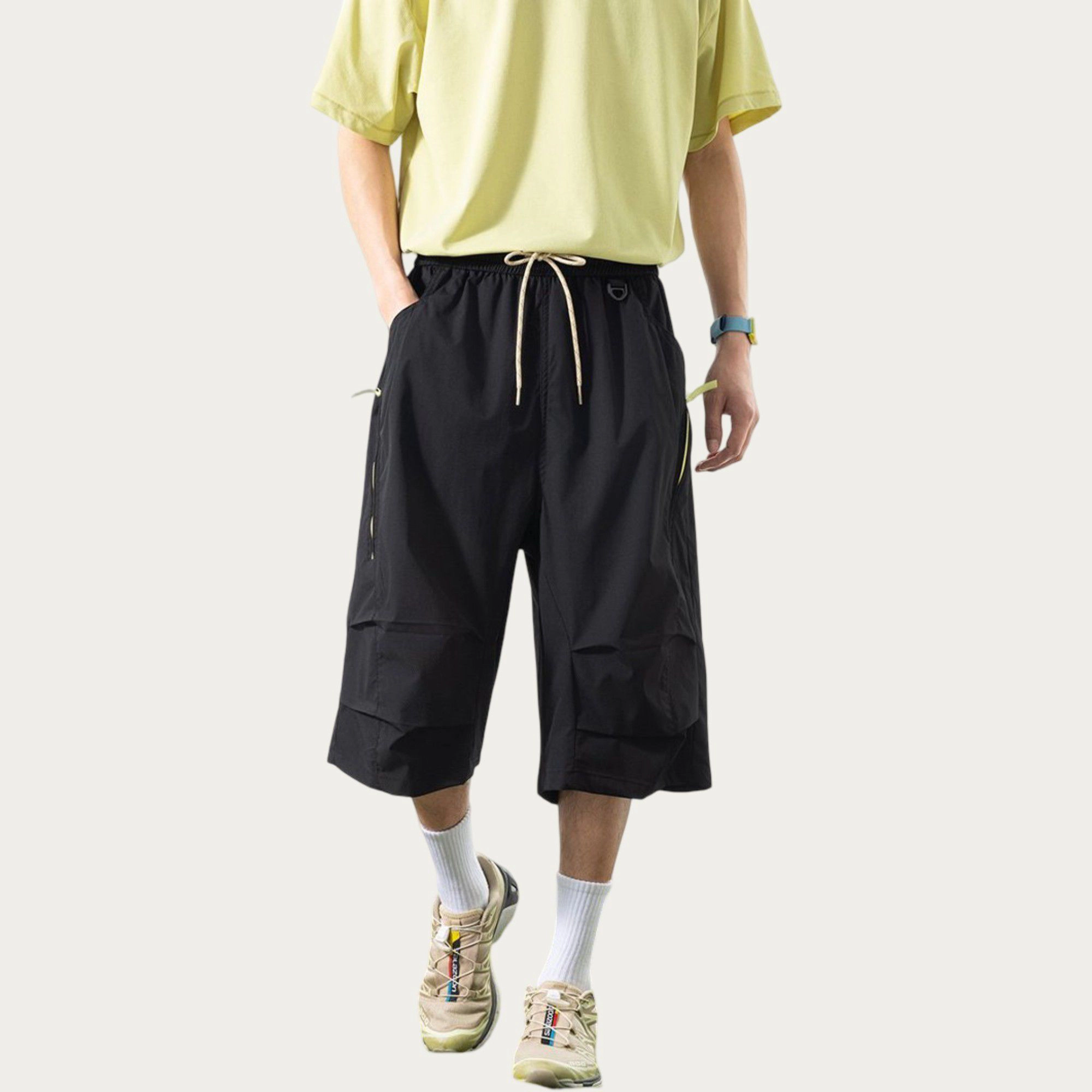 Anna-Kaci Men's Lightweight Cargo Athletic Shorts with Multi-Pocket Design and Relaxed Longline Fit