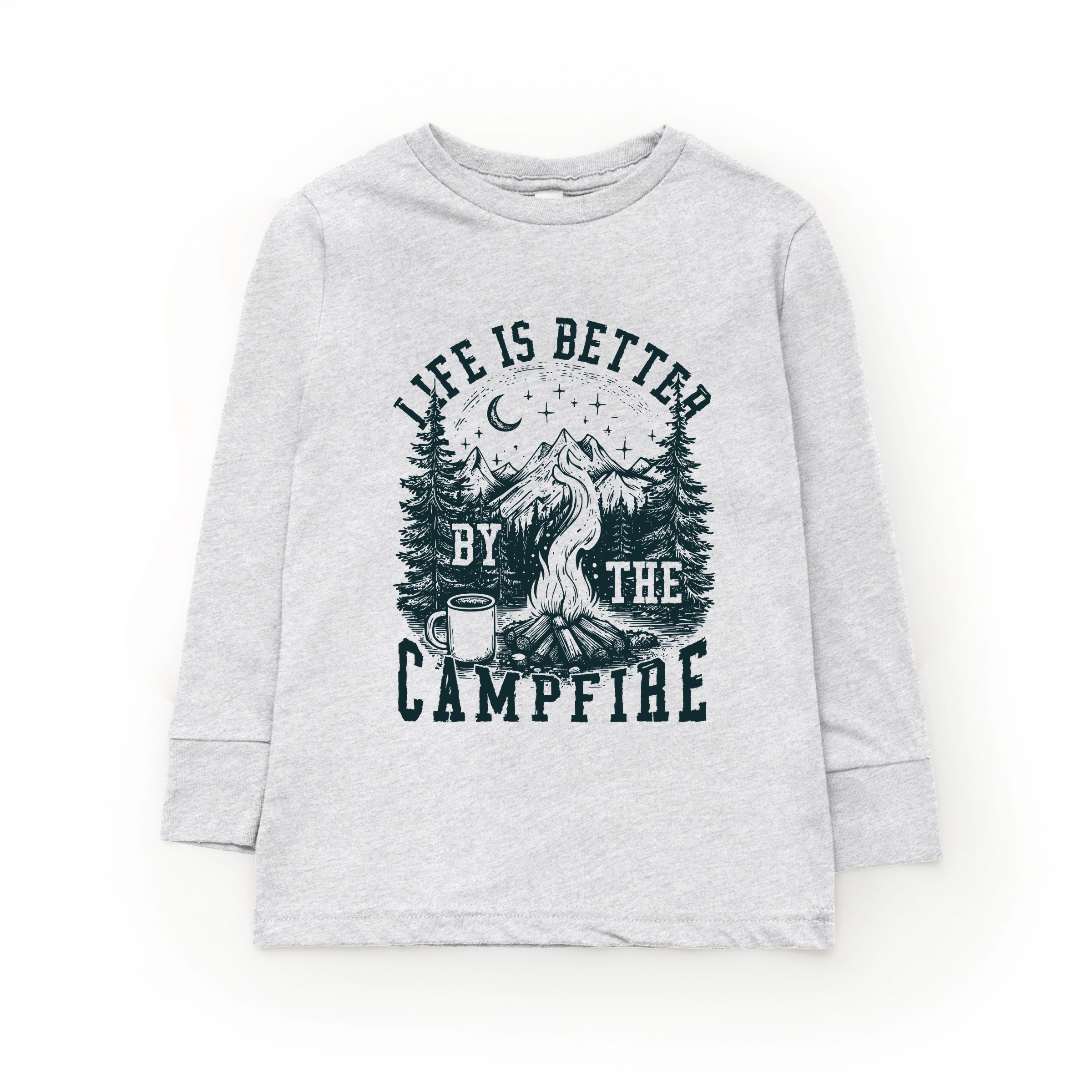 the Juniper Shop - Youth Long Sleeve Graphic T-Shirt Life is Better by Campfire Forest