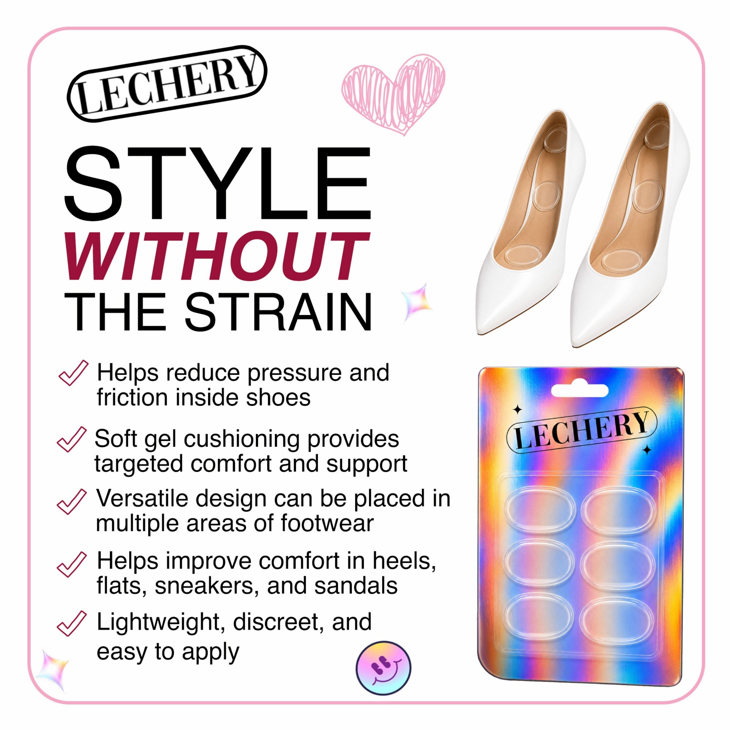 LECHERY Women's 2 Sheets of 12 Shoe Cushion Dots – Anti-Slip Gel Pads