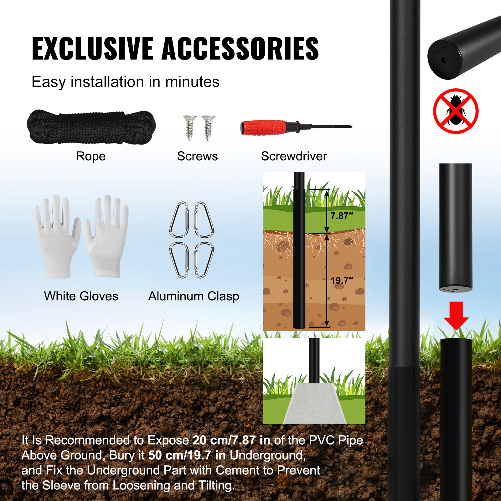 HONGGE 25 ft Sectional Flag Pole Kit, Heavy Duty Aluminum with 3x5 American Flag, 3 Display Modes, Black