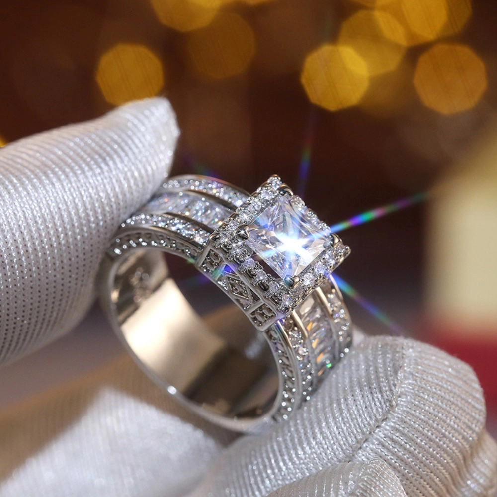 Double Cross Ring 18k Gold Plated Cubic Zirconia Promise Rings