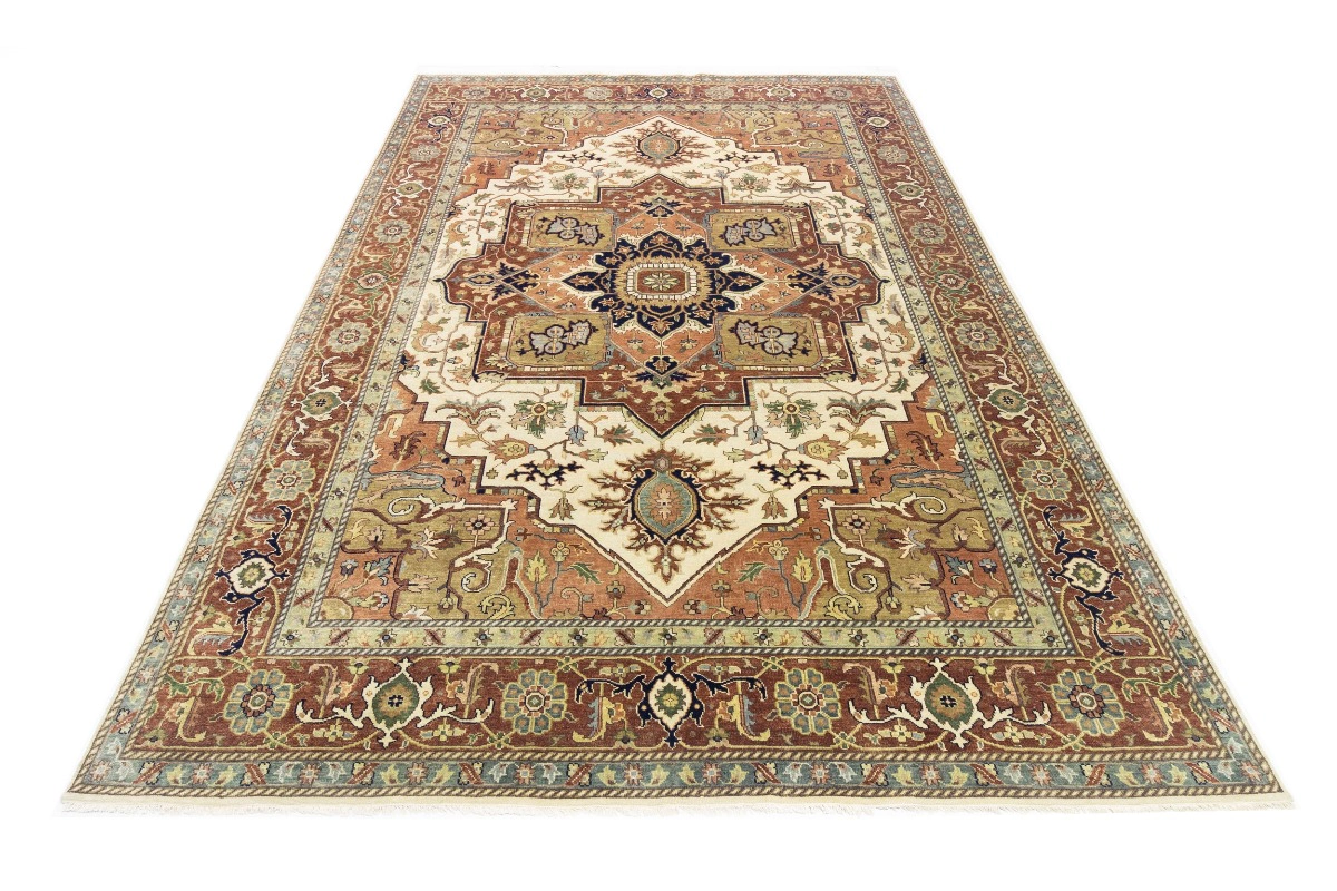 Magic Rugs Cream Geometric 10X14 Heriz Serapi Oriental Rug
