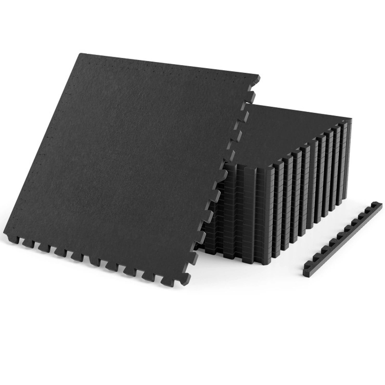 SUGIFT 0.55-in Thick Interlocking Rubber Top Exercise Mat Tiles 24 x 24 in 70-sq ft Coverage 18-Piece Set Black