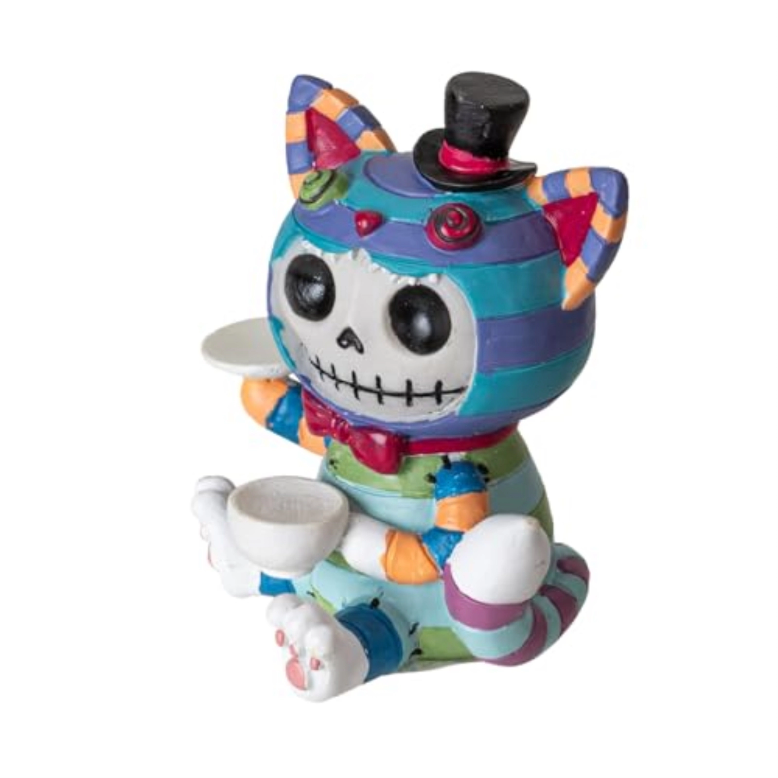 Pacific Giftware Cheshire Cat Furrybones Collectible Figurine Signature Skeleton Figurine in Colorful Cat Costume 3 Tall