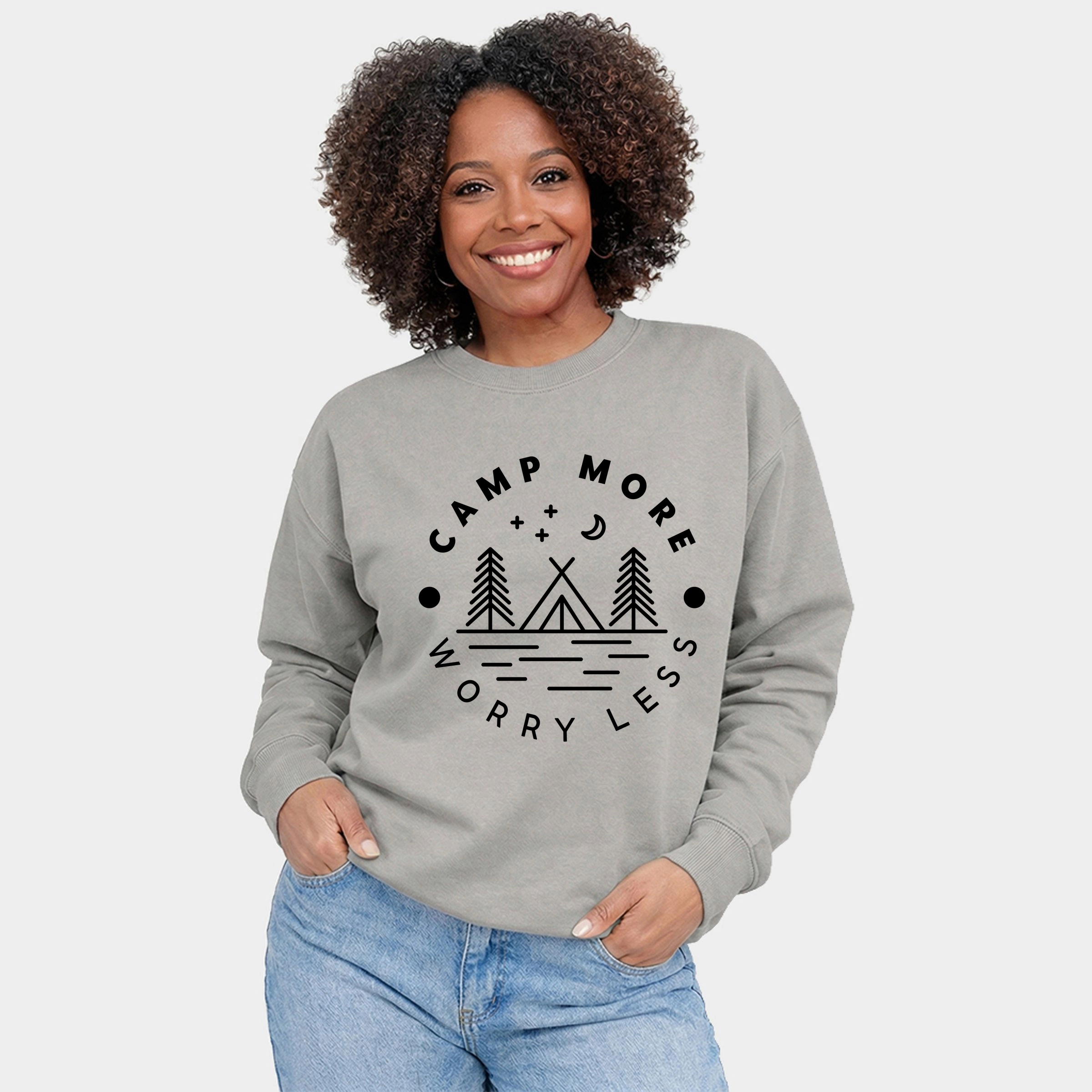 Simply Sage Market - Camp More Worry Less  Women's Graphic Sweatshirt