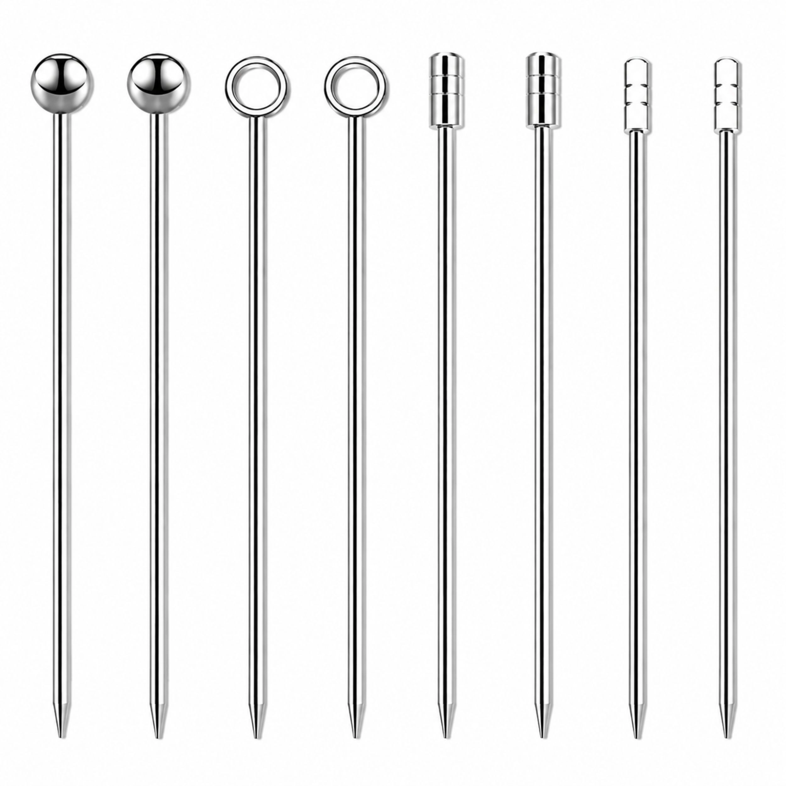 Home Collection Pack of 8 Stainless Steel Cocktail Picks Reusable Martini Garnish Skewers