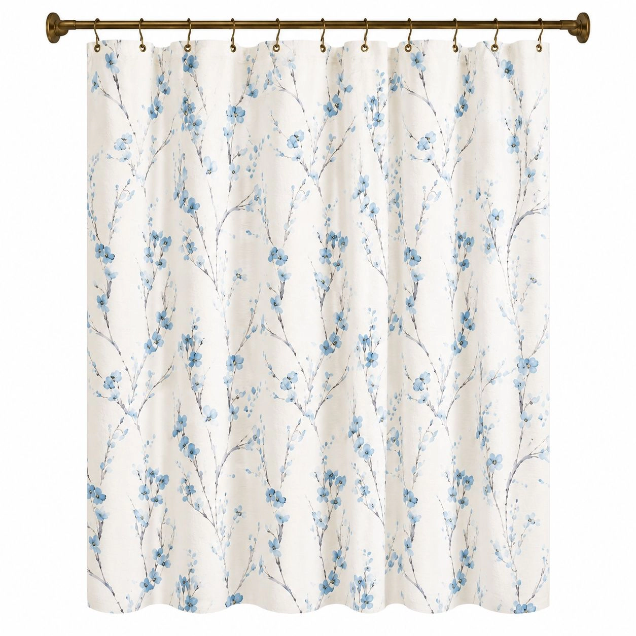 Kate Aurora Woodland Bloom Botanical Fabric Shower Curtain - 70 in. x 72