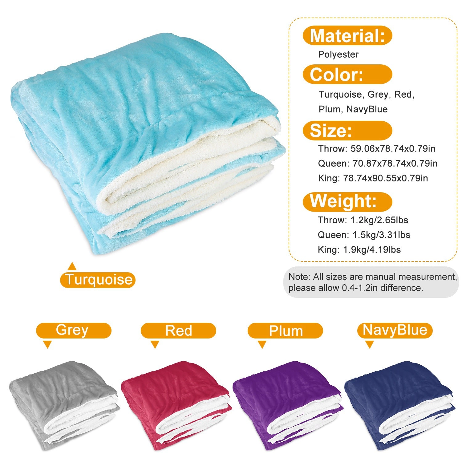 GBruno Double-Sided Microfiber Fleece Throw Blanket