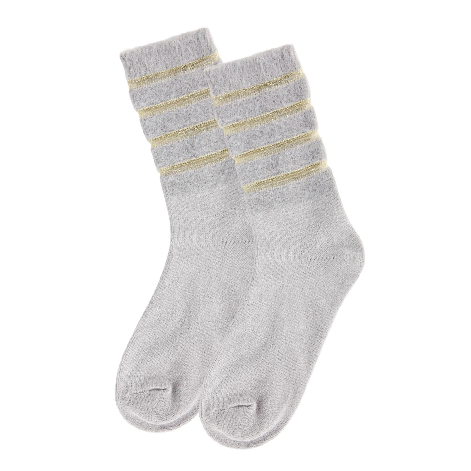 MeMoi Women's Luxe Shimmer Sheer Stripe Plush Fuzzy Crew Socks