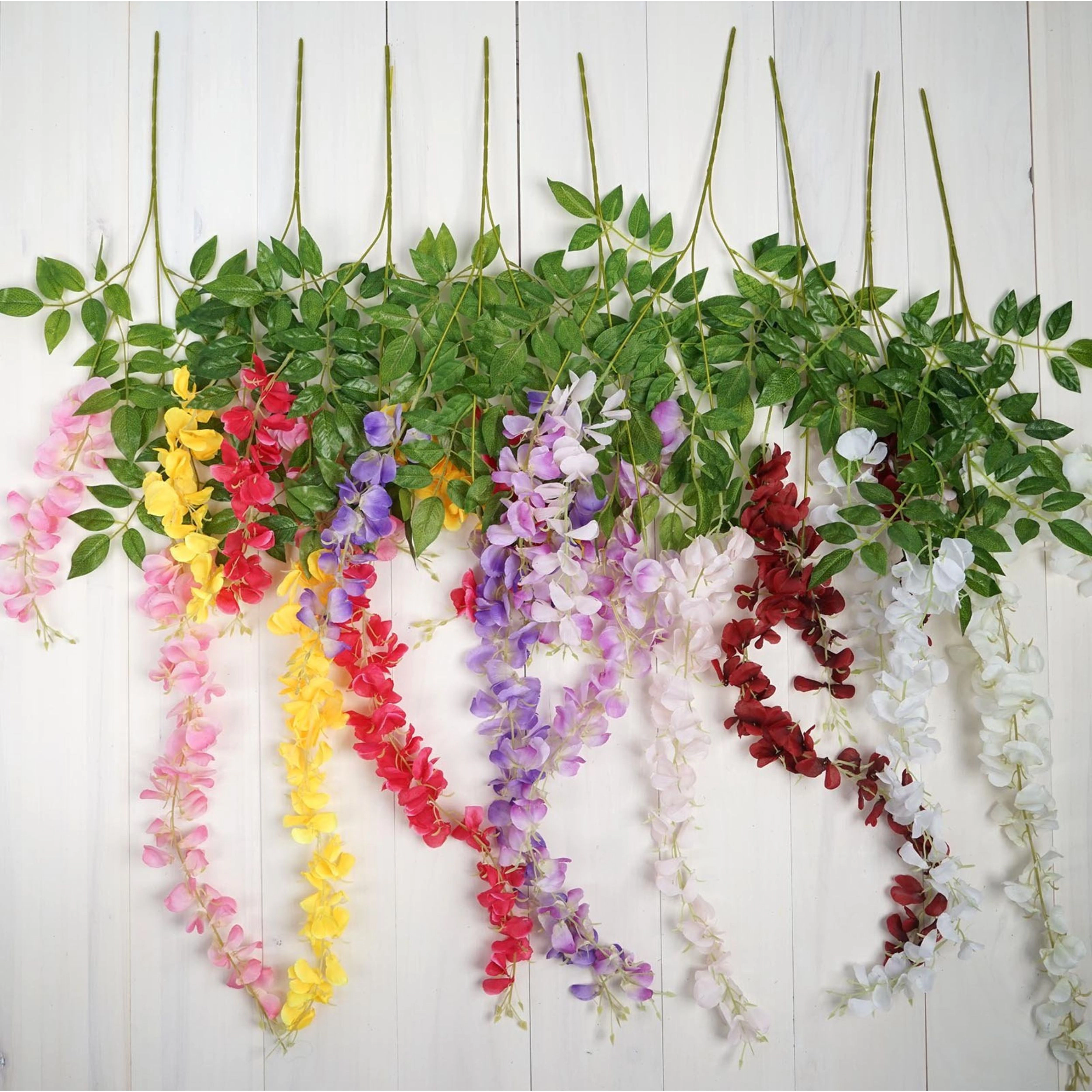 Home Collection Pack of 5 44-Inch Artificial Silk Wisteria Hanging Flower Vine Bushes