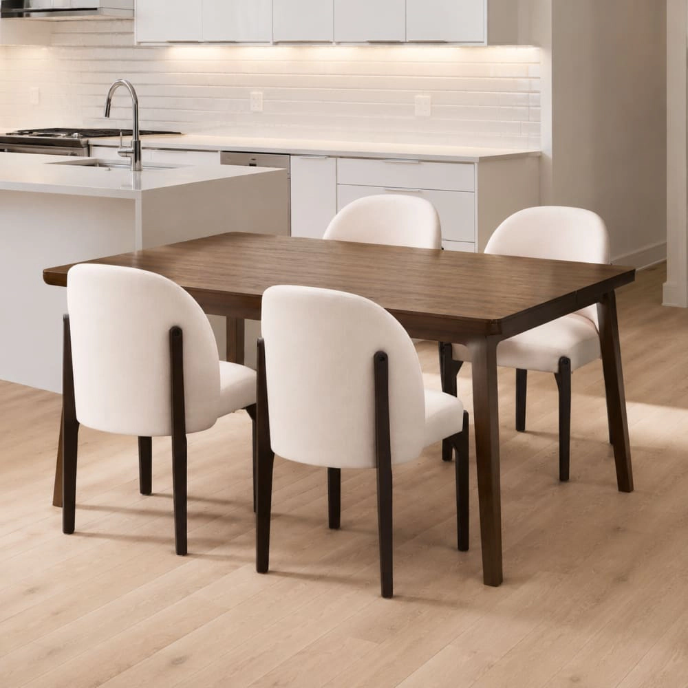 GOODSILO Soft Upholstered Dining Chair Solid Rubber Wood Frame