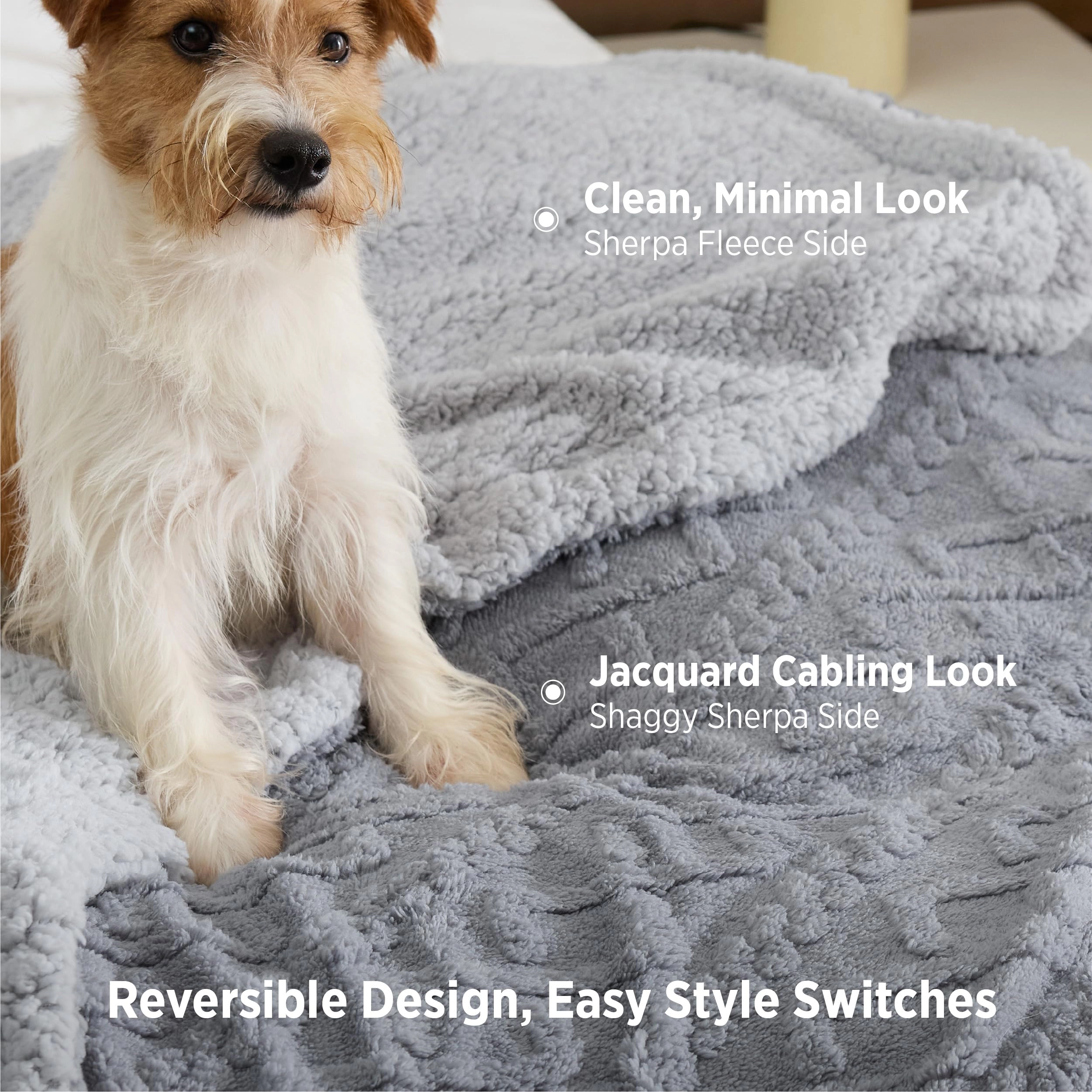 CovertSafe Sherpa Fleece Blanket Cable Jacquard Tufted Warm Throw