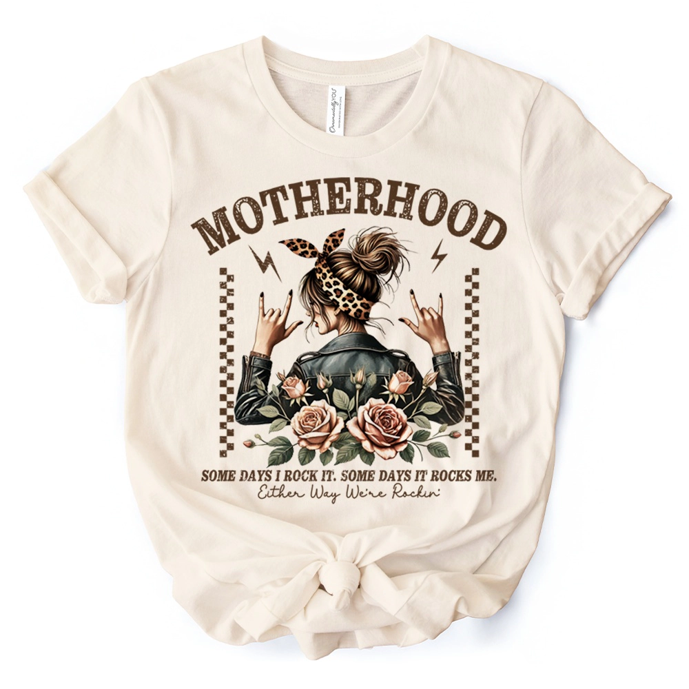 OrnamentallyYou Womens Motherhood Mama Rock T-Shirt