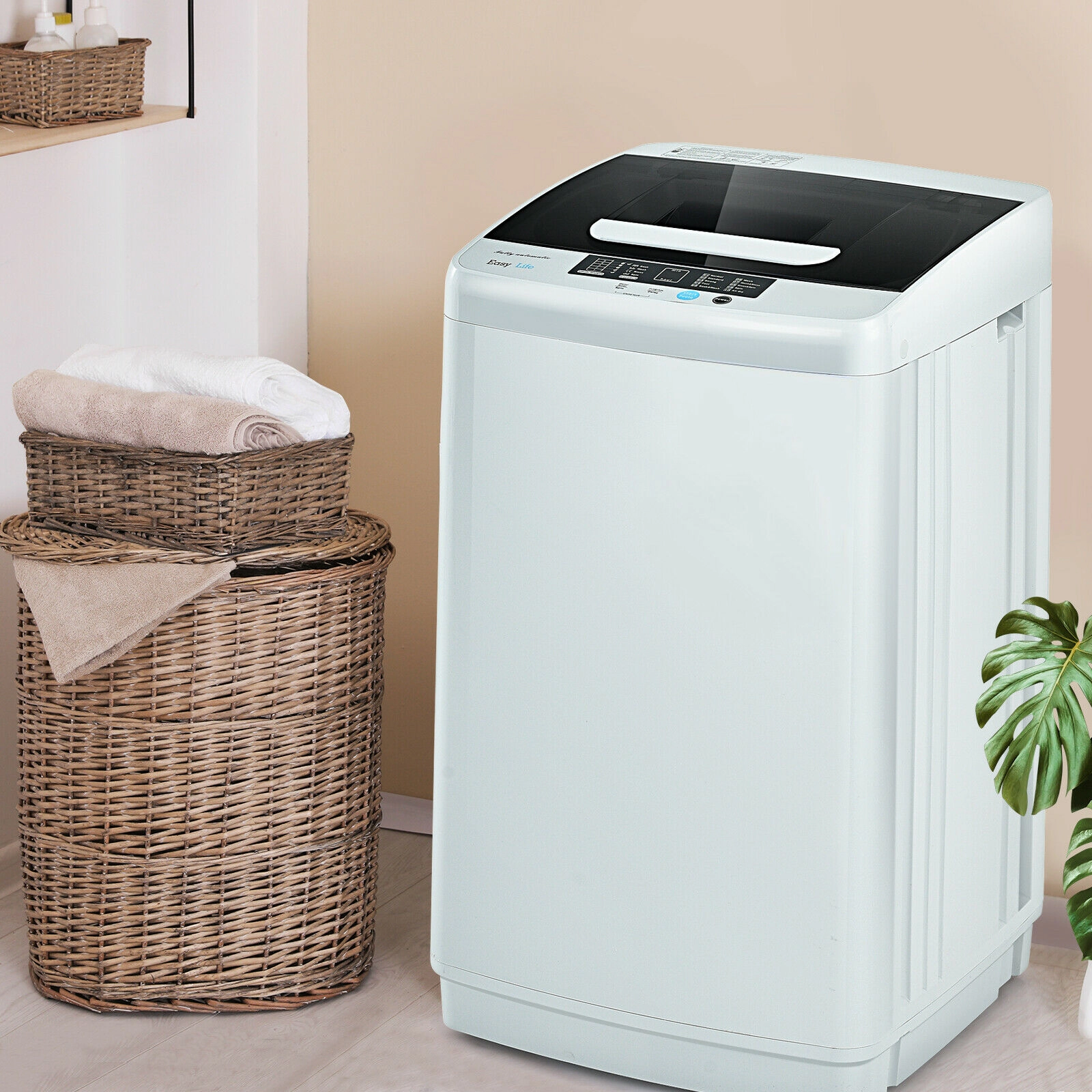 SUGIFT Gray 8.8-lb Full Automatic Portable Washing Machine with Drain Pump 18-in W 18.5-in D 31-in H