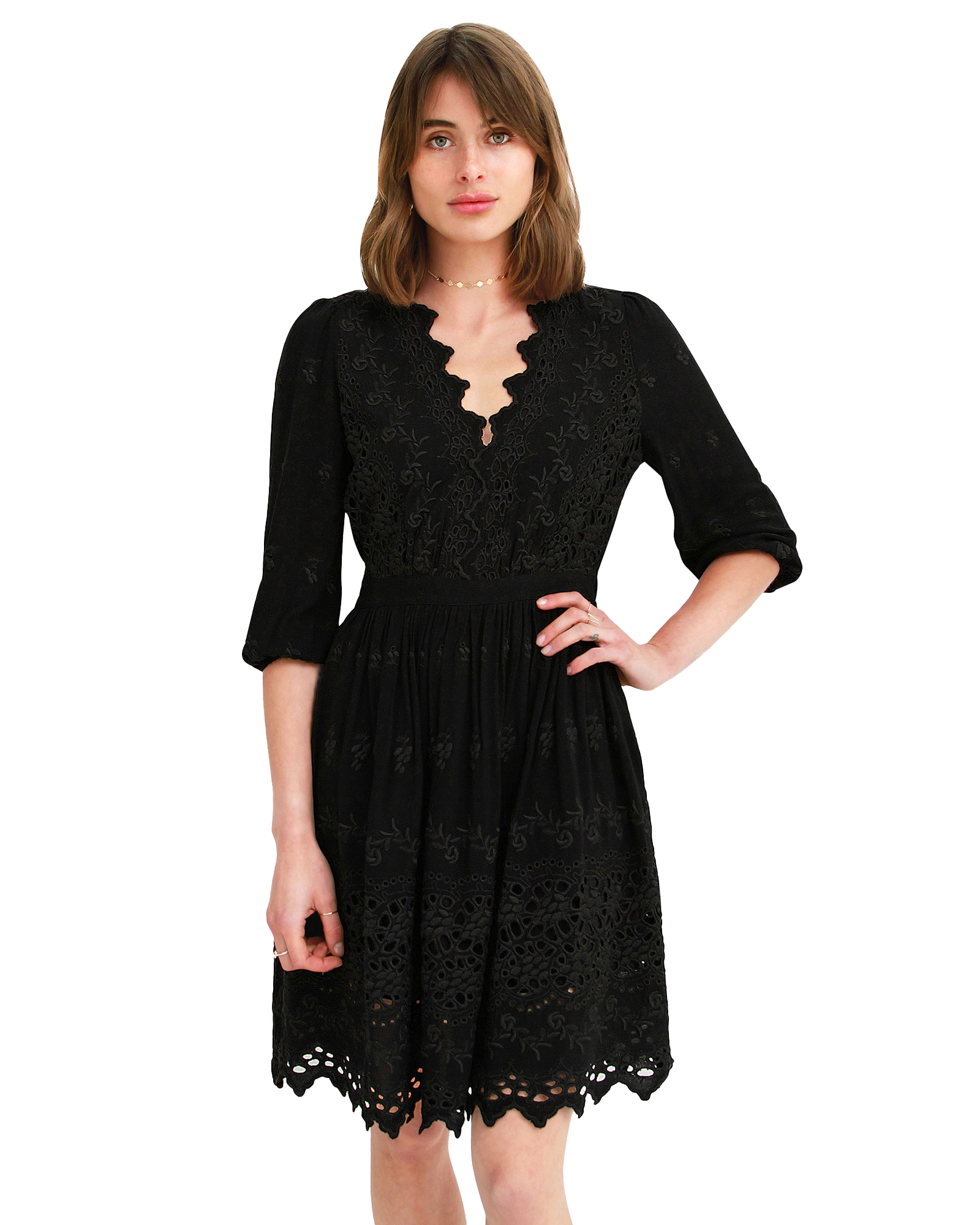 Belle & Bloom Womens Sweet Talk Eyelet Mini Dress