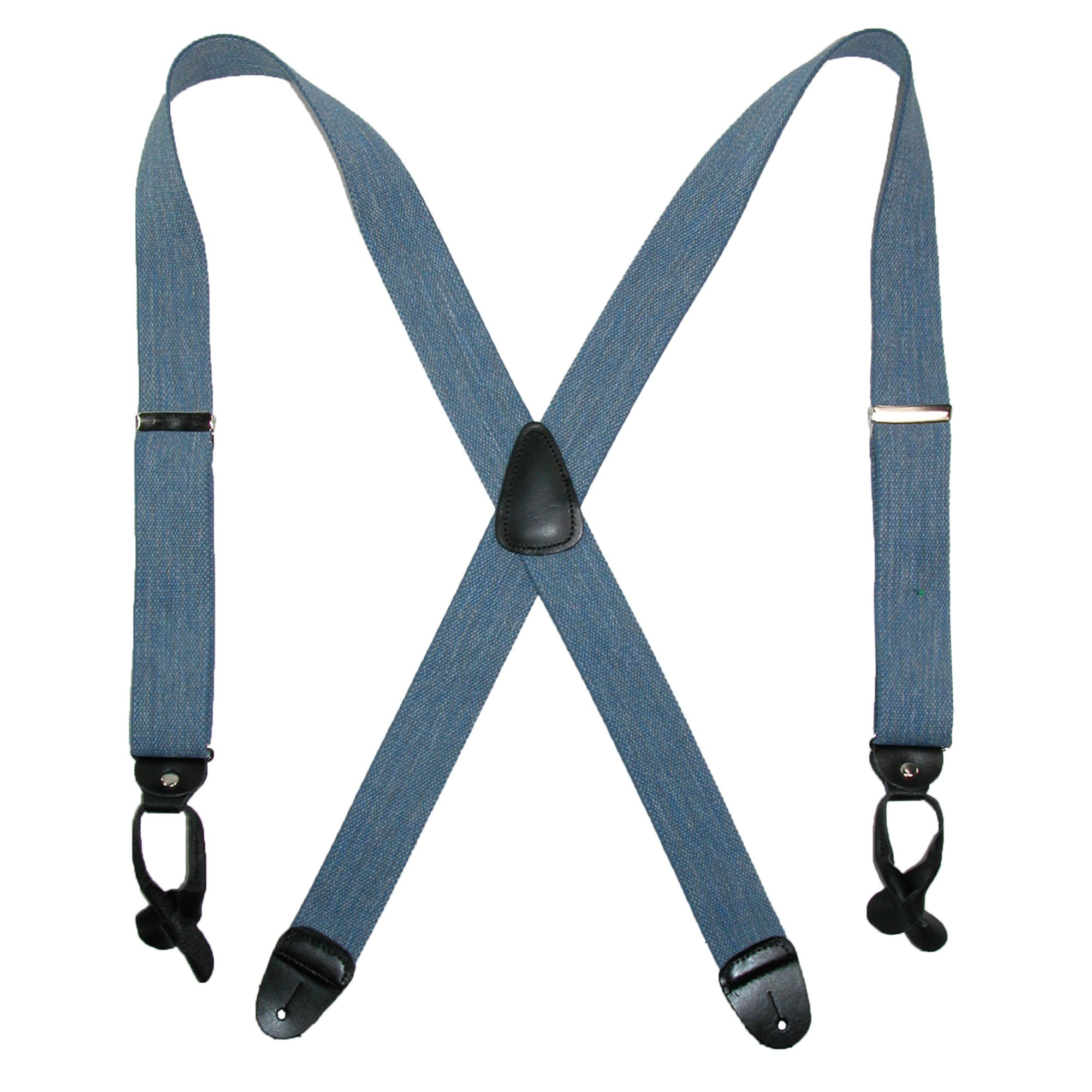CTM Men's Elastic Denim 2 Inch Button-End Suspenders