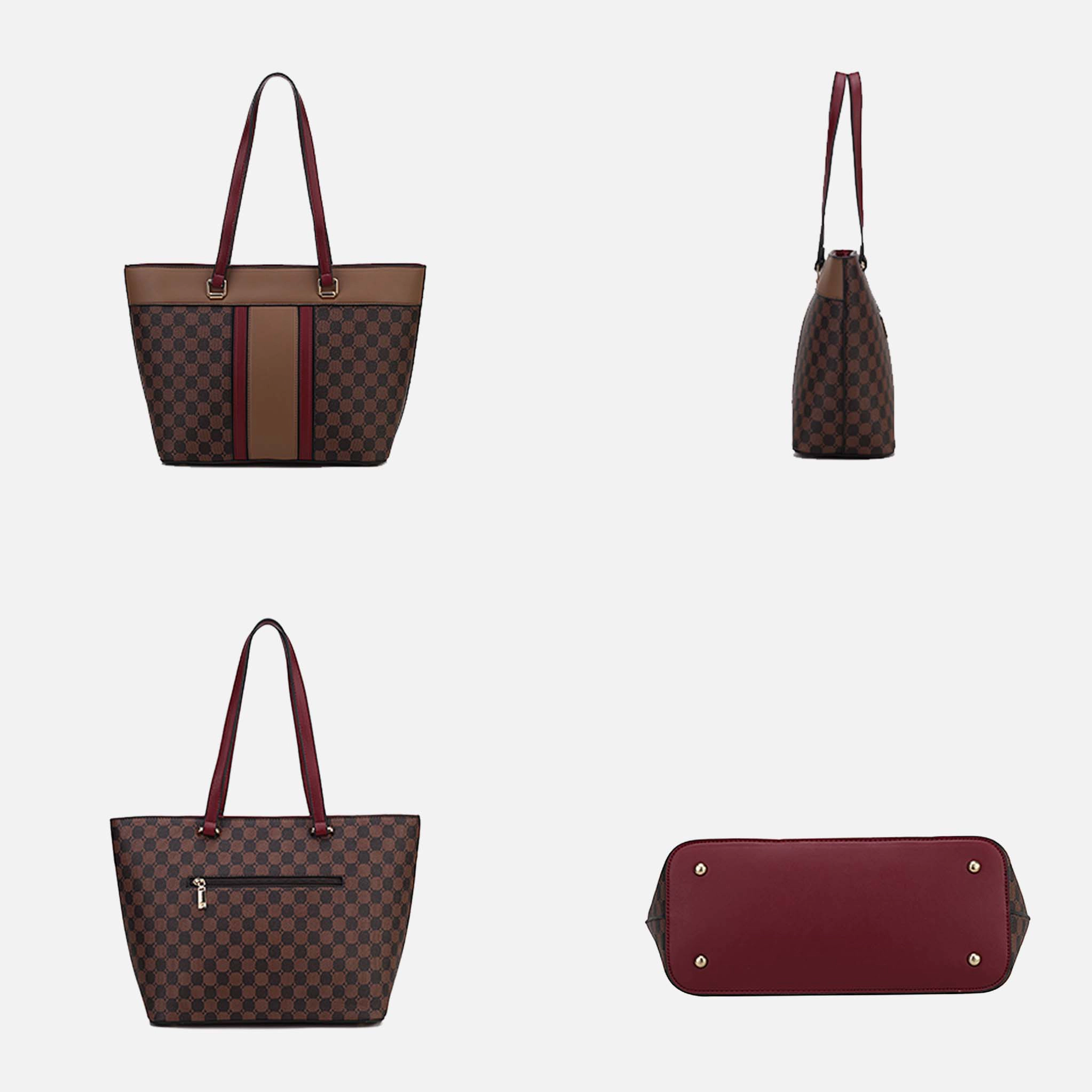 Mia K Collection Fabiola Printed Vegan Leather Tote with Matching Wallet
