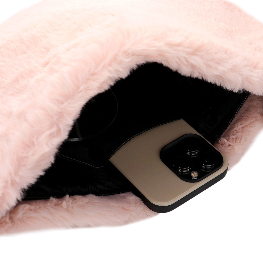 Fashnzfab Star Patches Fuzzy Faux Fur Wristlet Clutch Bag