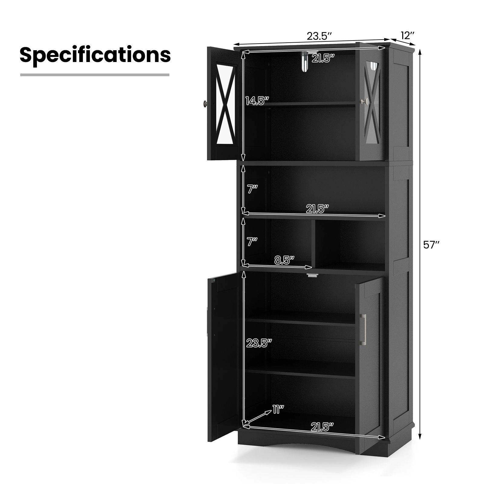 SlickBlue Multi-Use Storage Cabinet with Open Shelves for Home Organization