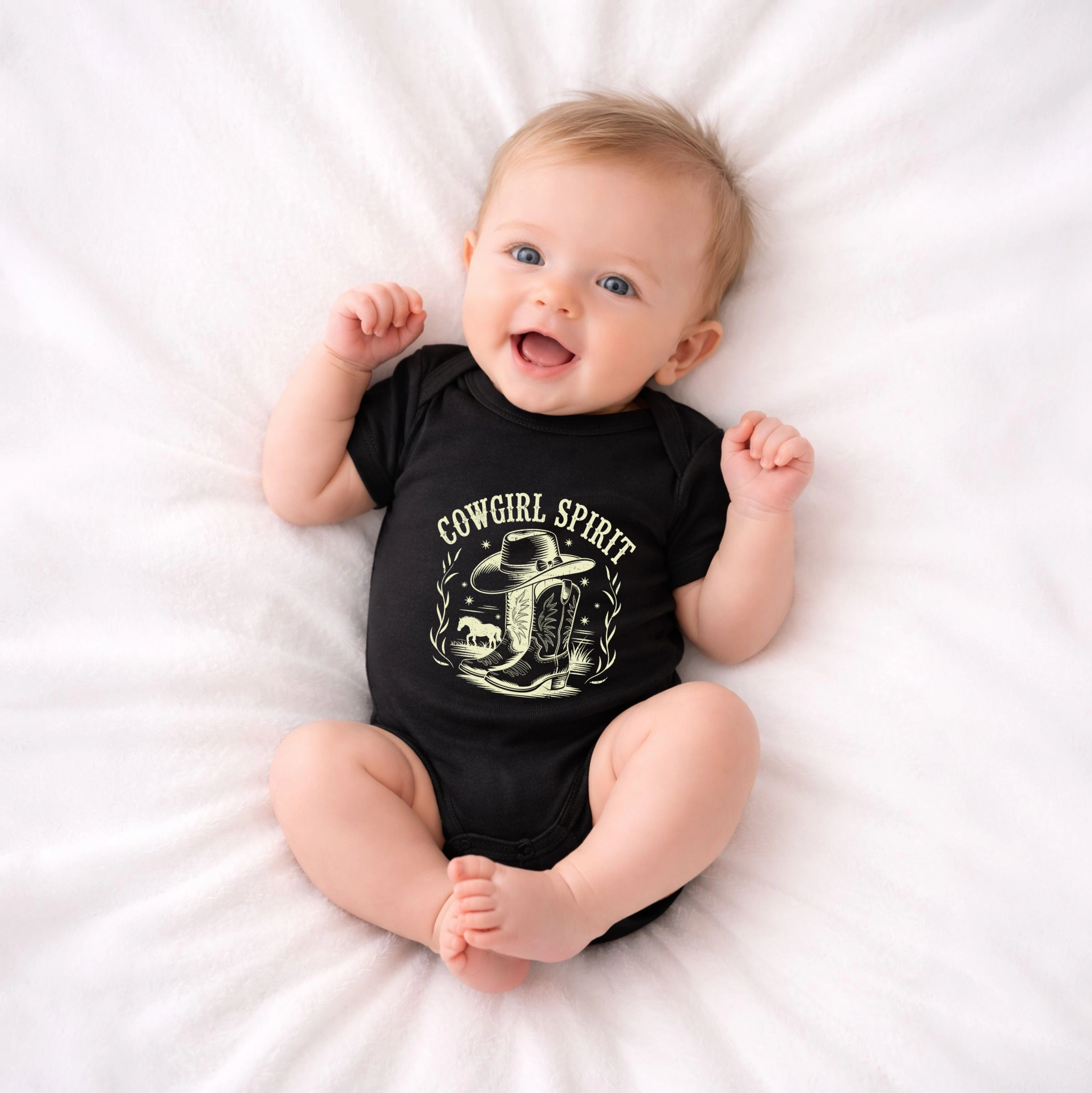 The Juniper Shop - Cowgirl Spirit Boots Baby Short Sleeve Graphic Bodysuit