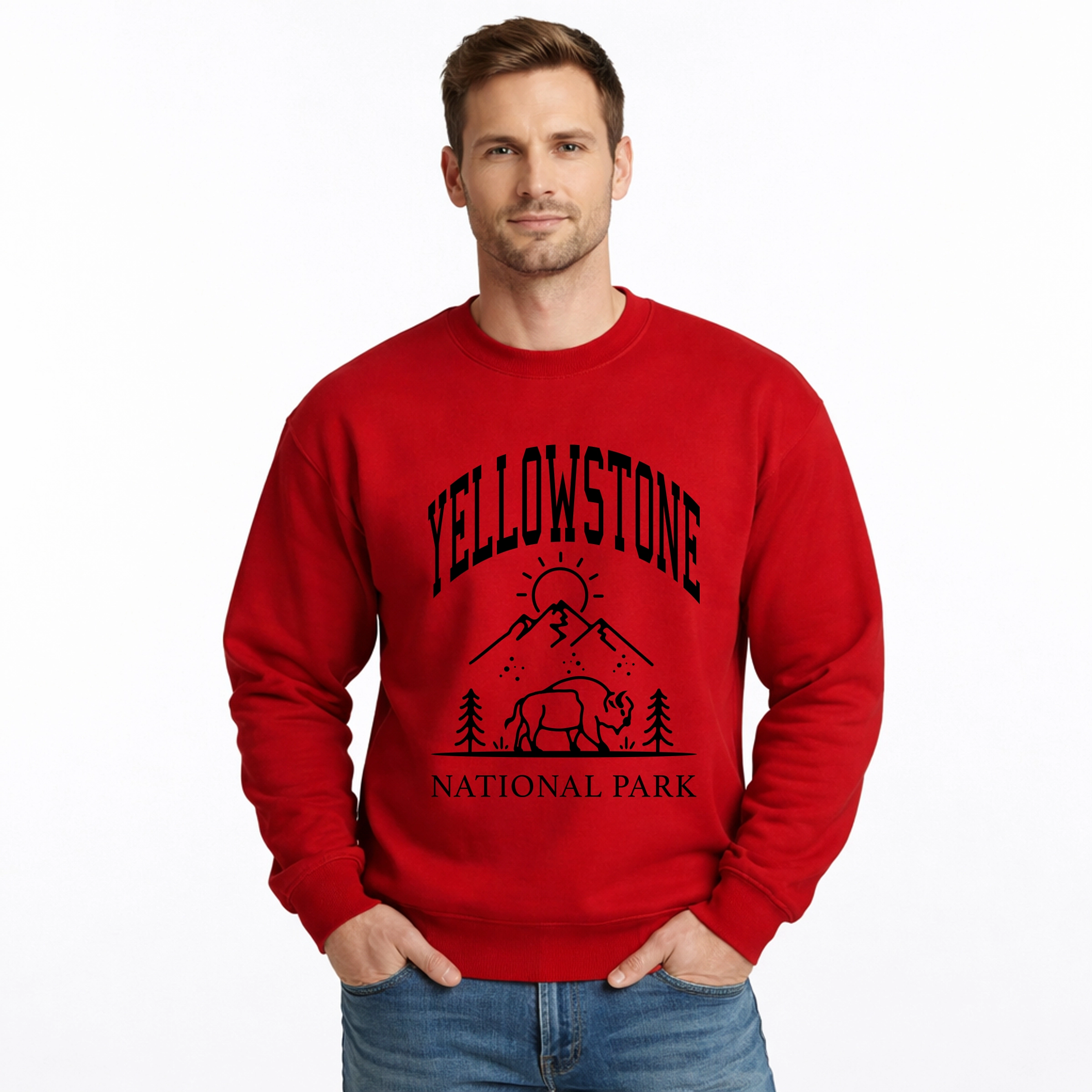 Simply Sage Market - Yellowstone National Park Mountain Men's Graphic Sweatshirt