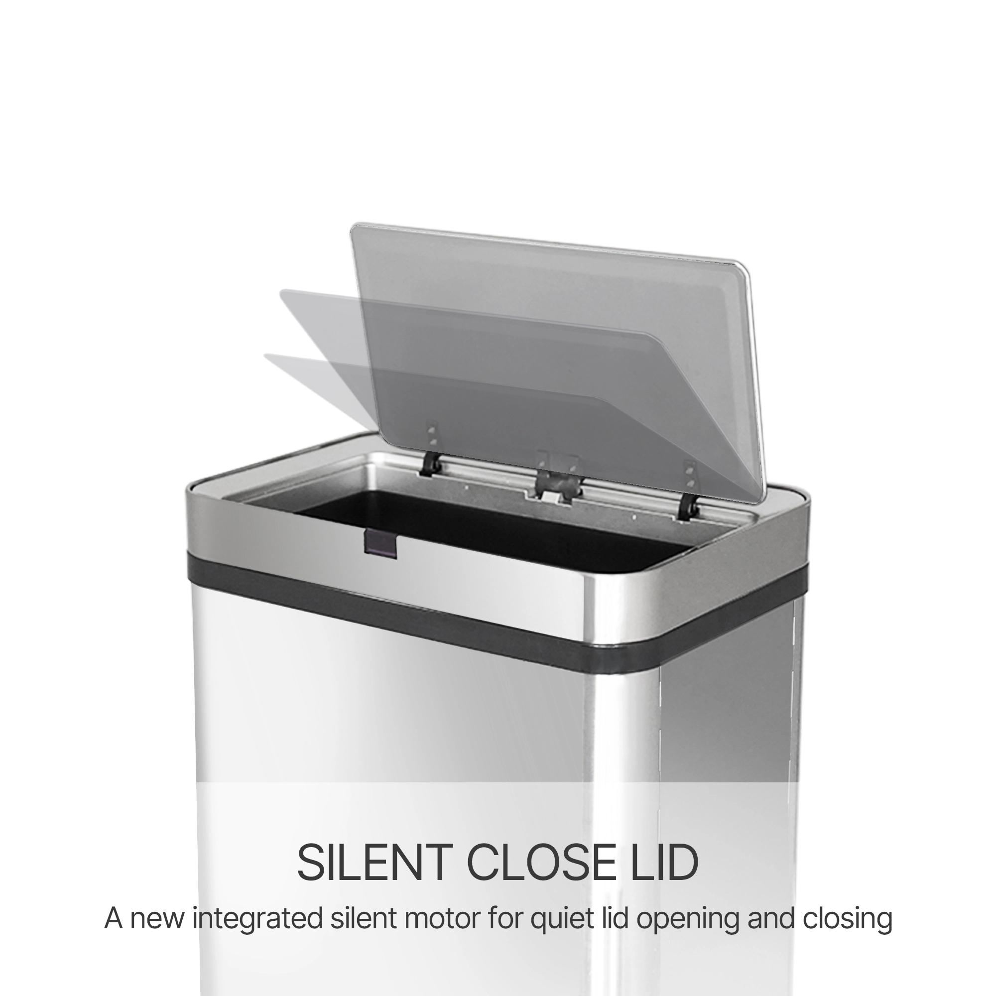 Innovaze 16 Gallon Silver Stainless Steel Motion Sensor Trash Can with Removable and Portable Design