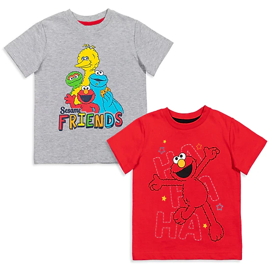 Sesame Street Boys' 2-Pack Short Sleeve Tees