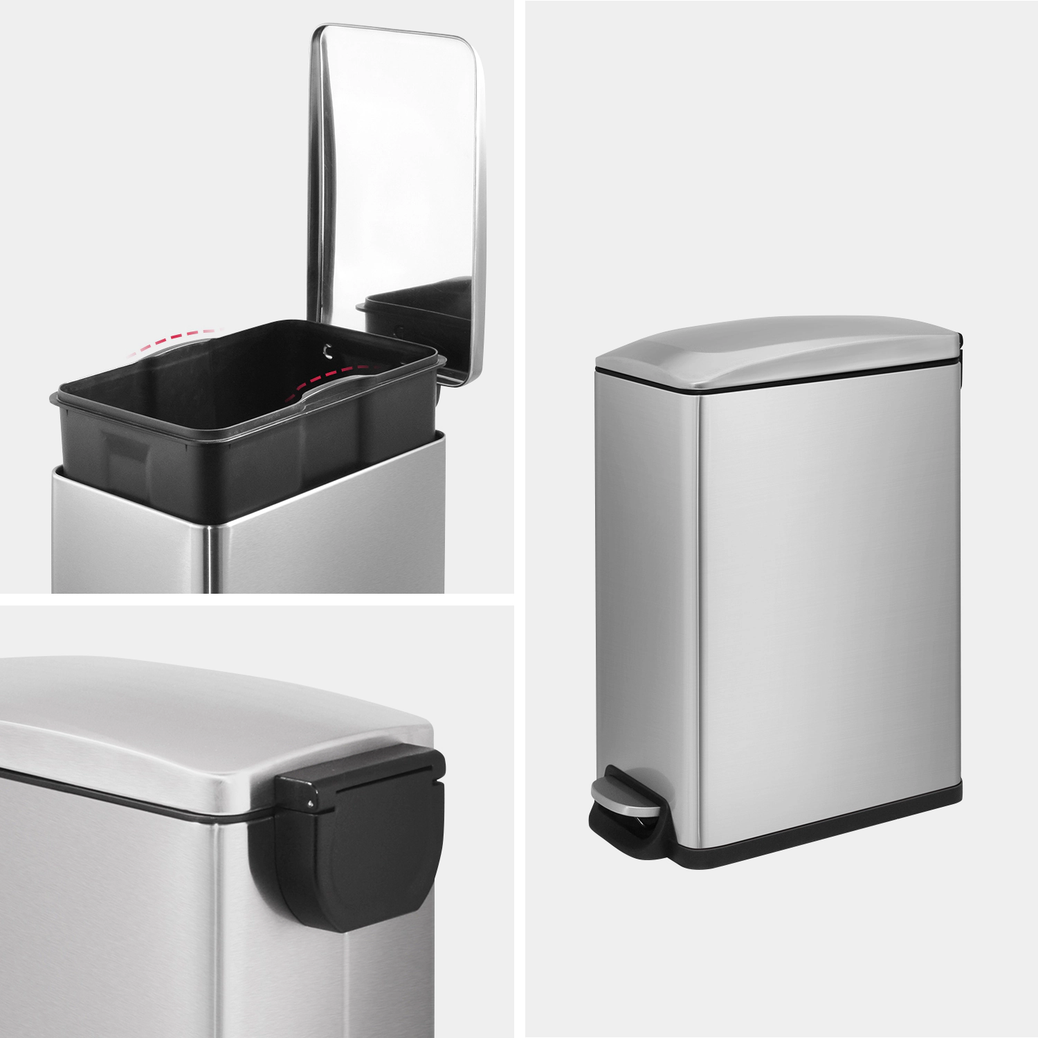 Innovaze 12 Gal./ 45 Liter  Slim Stainless Steel Step-on kitchen Trash Can