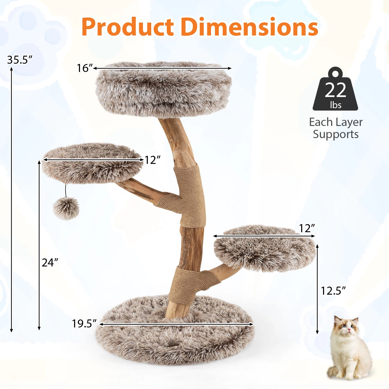 SlickBlue 4-Level Cat Tree with Condo, Perches and Jute Scratching Posts