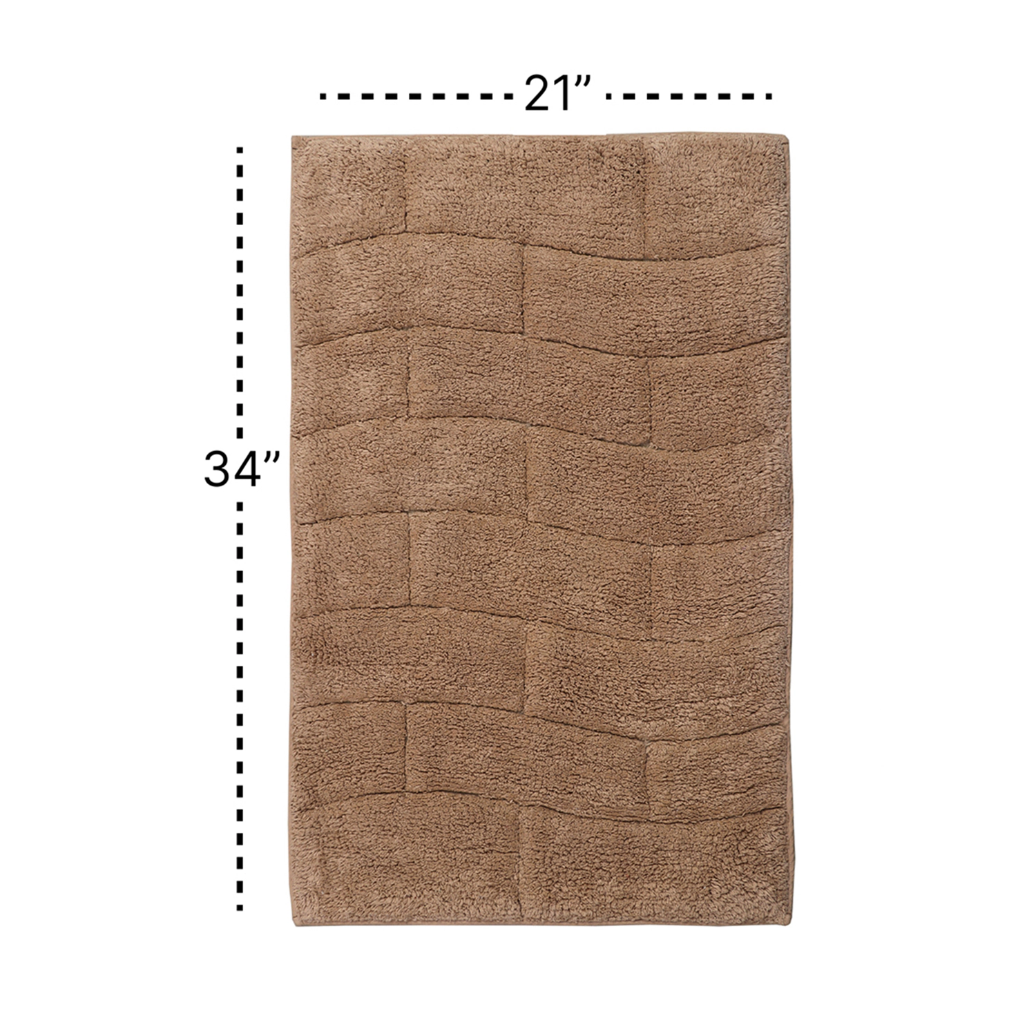 Knightsbridge Stylish And Comfortable All Season Traditional New Tile Design Cotton Bath Rug 21" X 34" Natural
