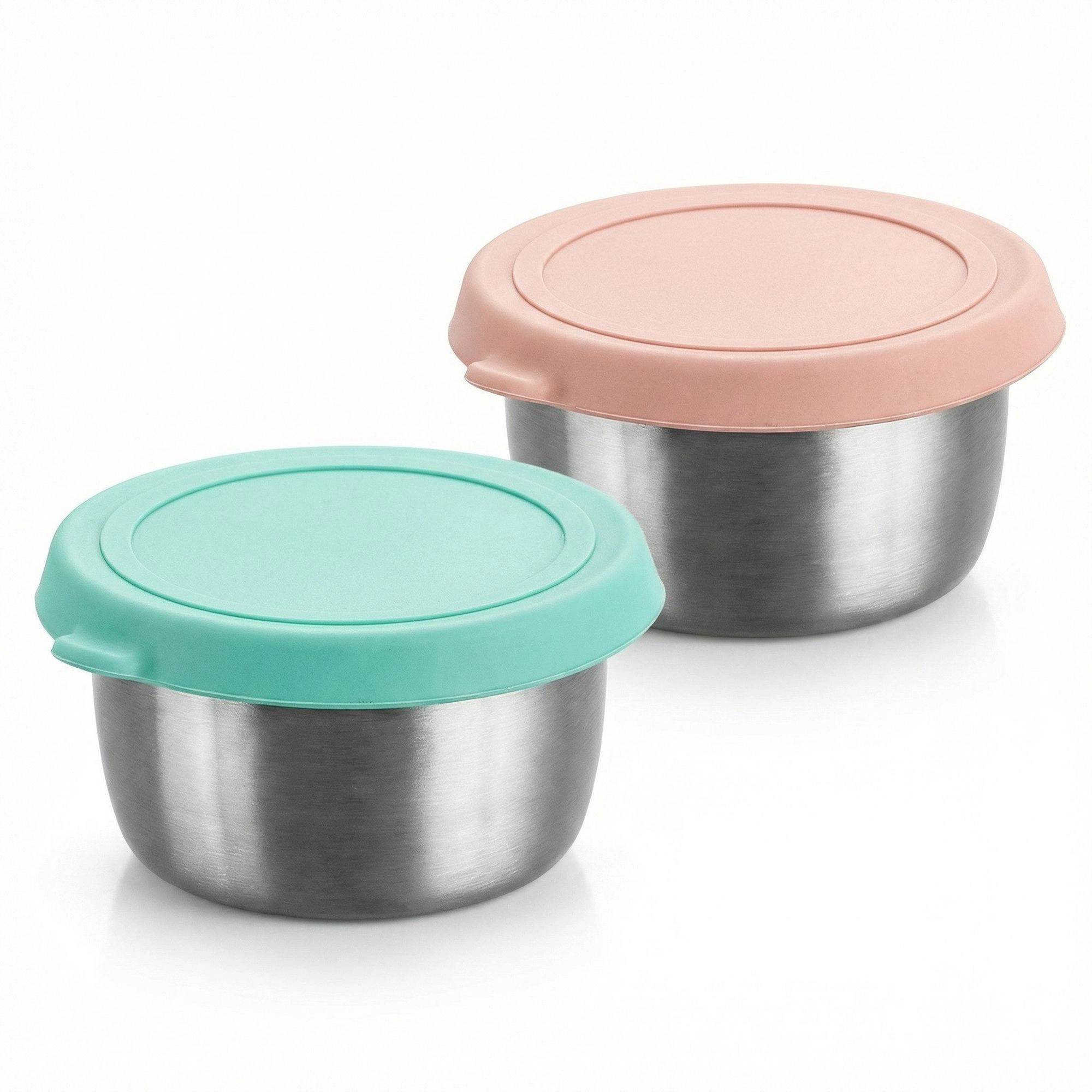 Alilang Women Food Storage Container Set with Stainless Steel Bowls and Silicone Lids Reusable Snack Prep Containers
