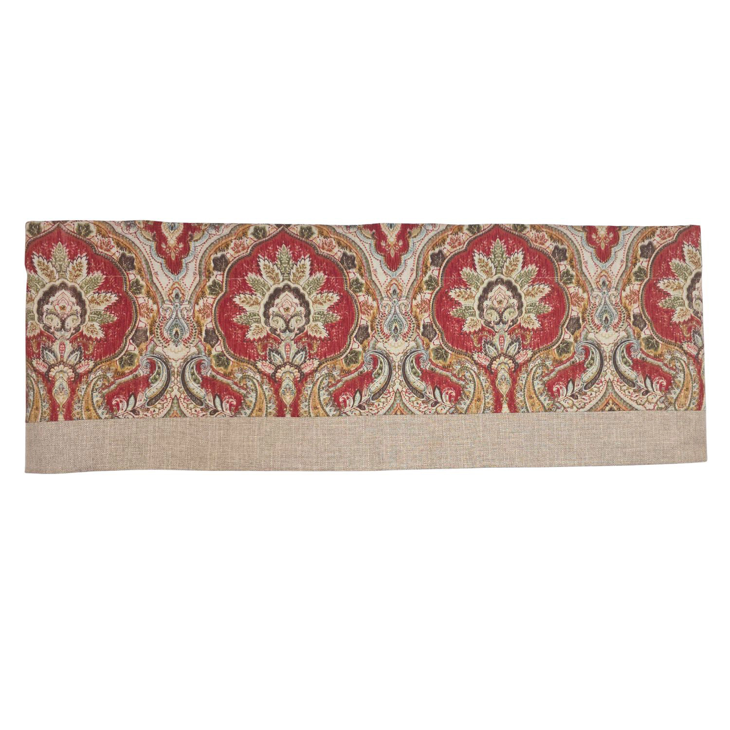 RLF Home 100% Cotton Prague Banded Lined Window Valance 50 x 17 Mauve